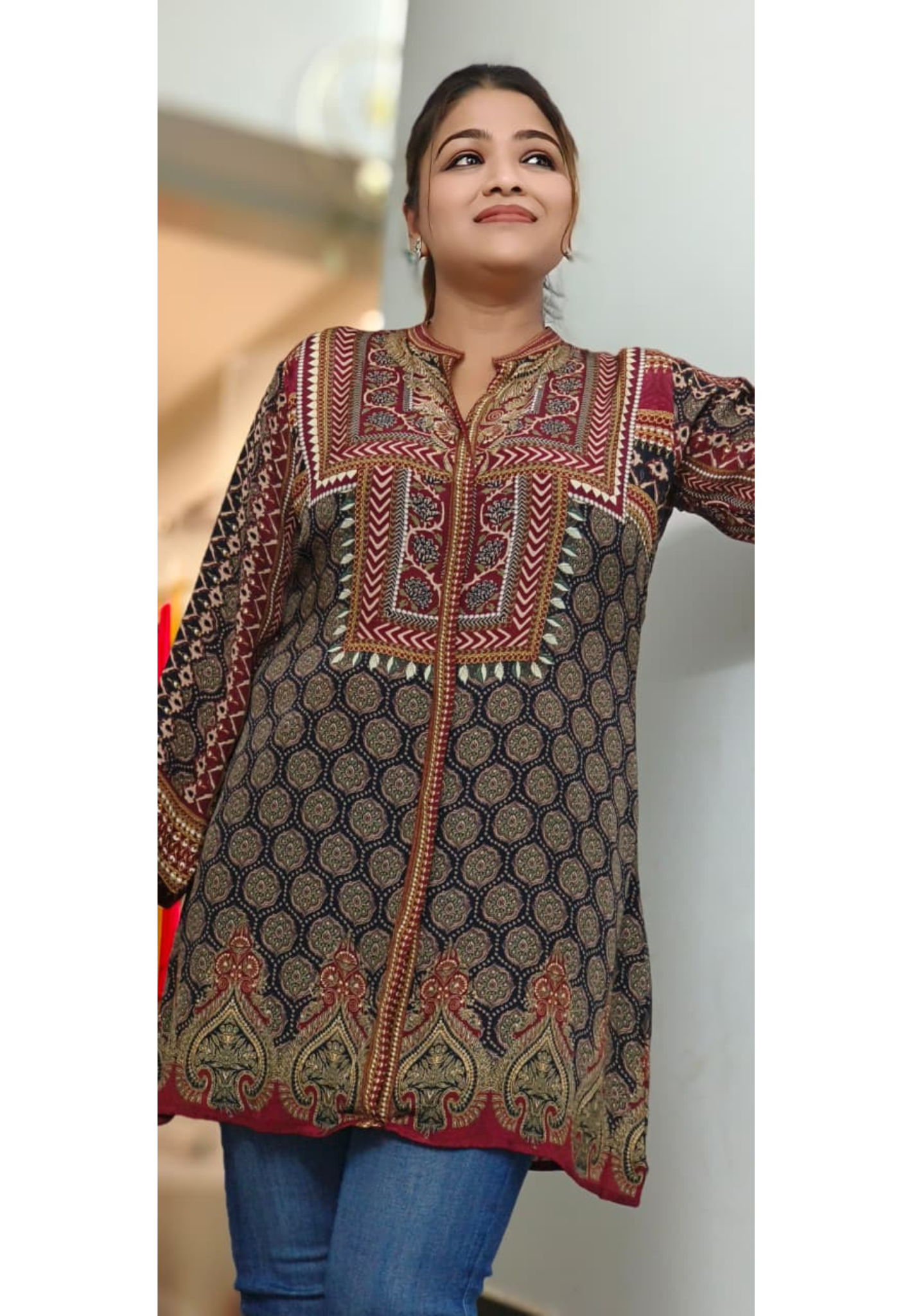 Royal Indigo Block Printed Short Kurti Only