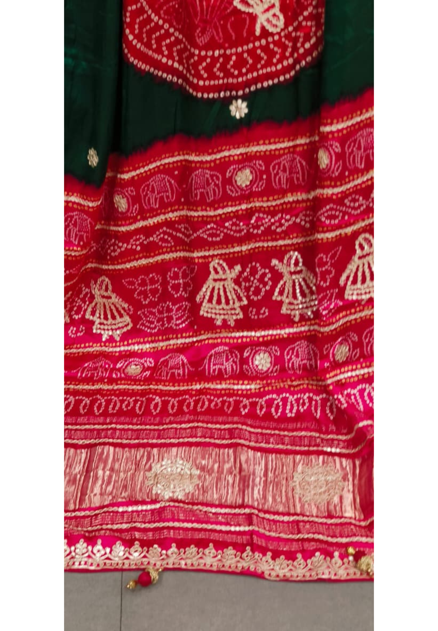 Rangrez Royal Rangoli Bandhej Gotta Patti Saree With Unstitch Blouse