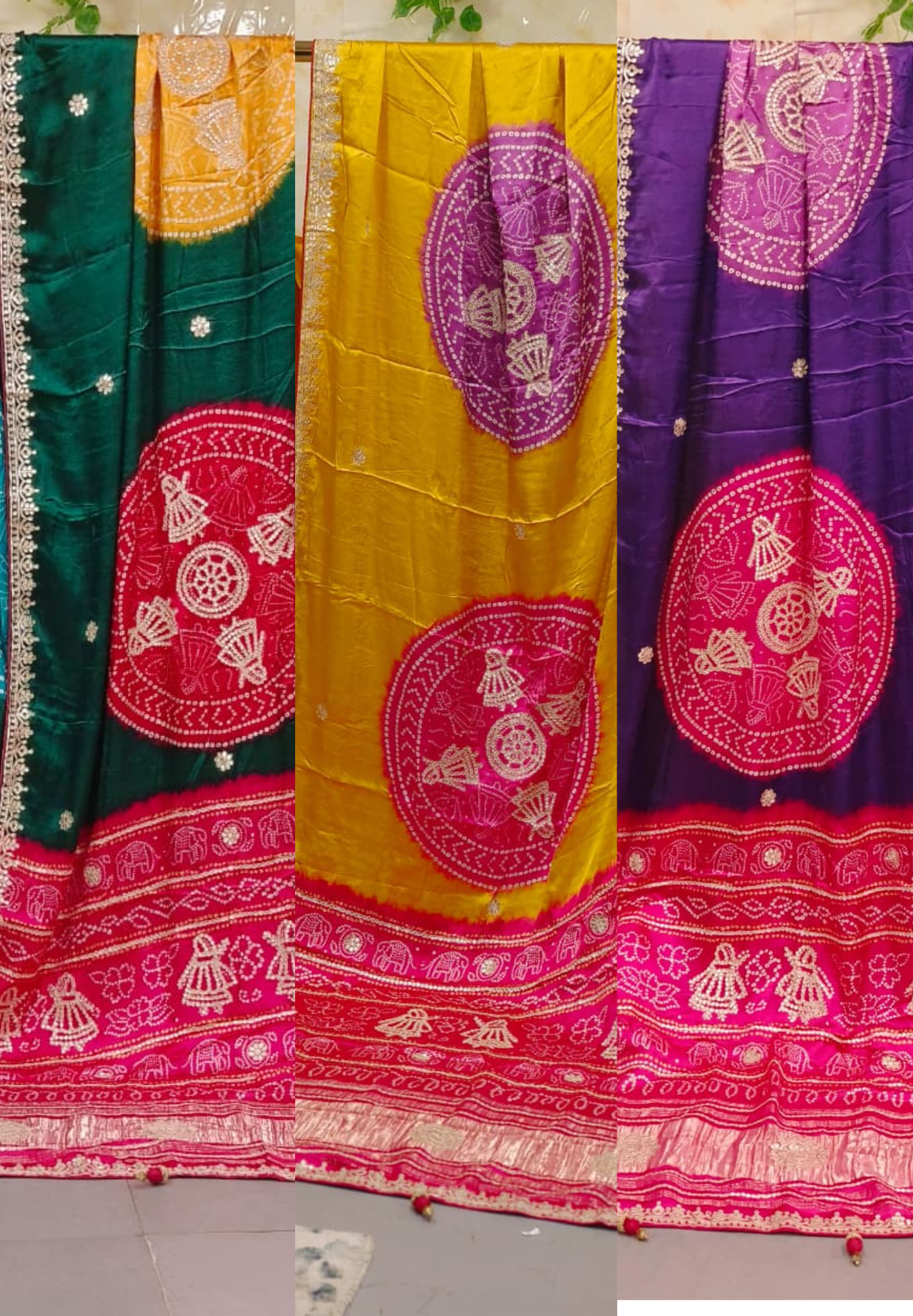 Rangrez Royal Rangoli Bandhej Gotta Patti Saree With Unstitch Blouse