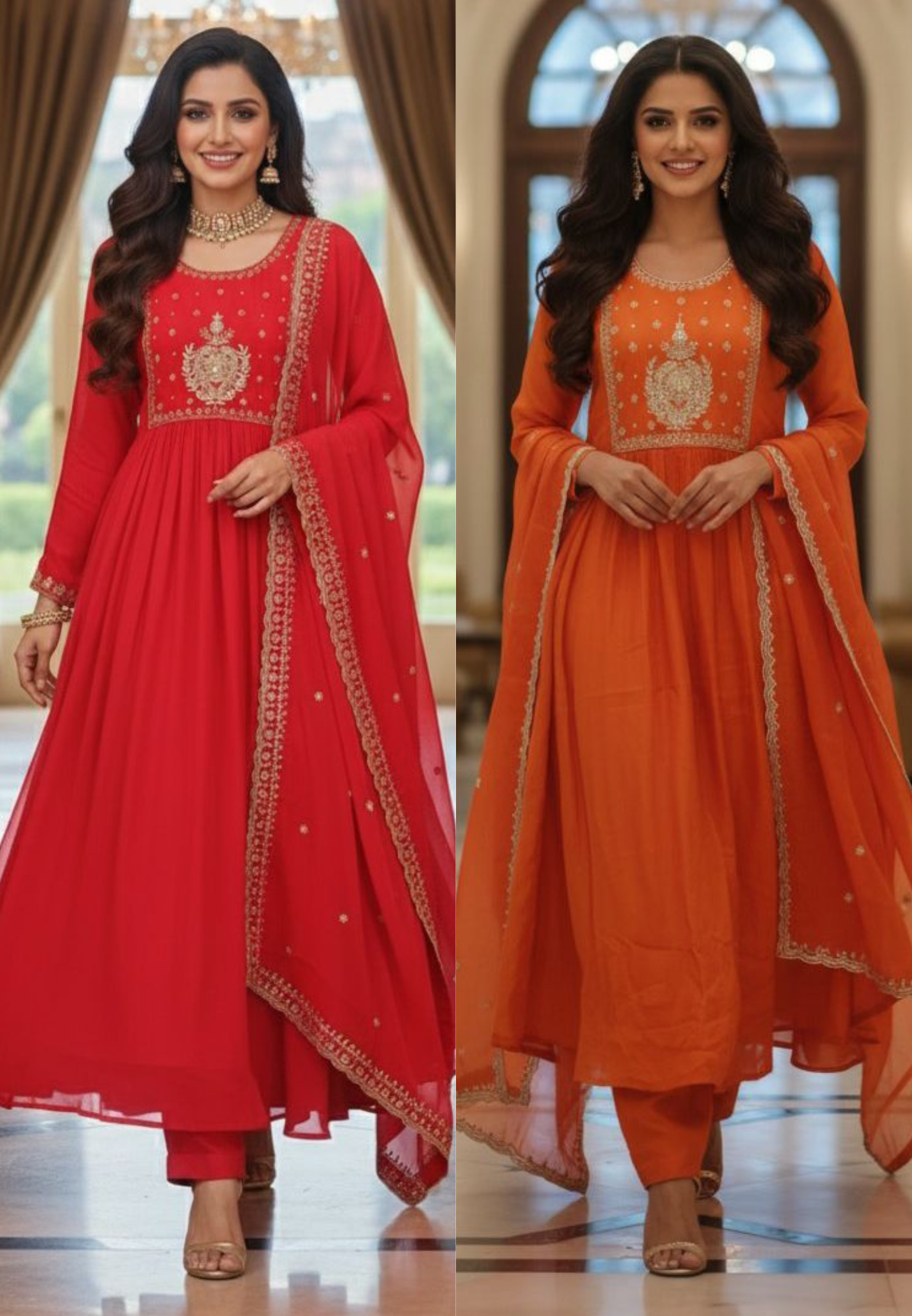 Elegant Gotta With Zardosi Work Anarkali Full Suit Set With Dupatta In Surat Mul Chanderi Fabric