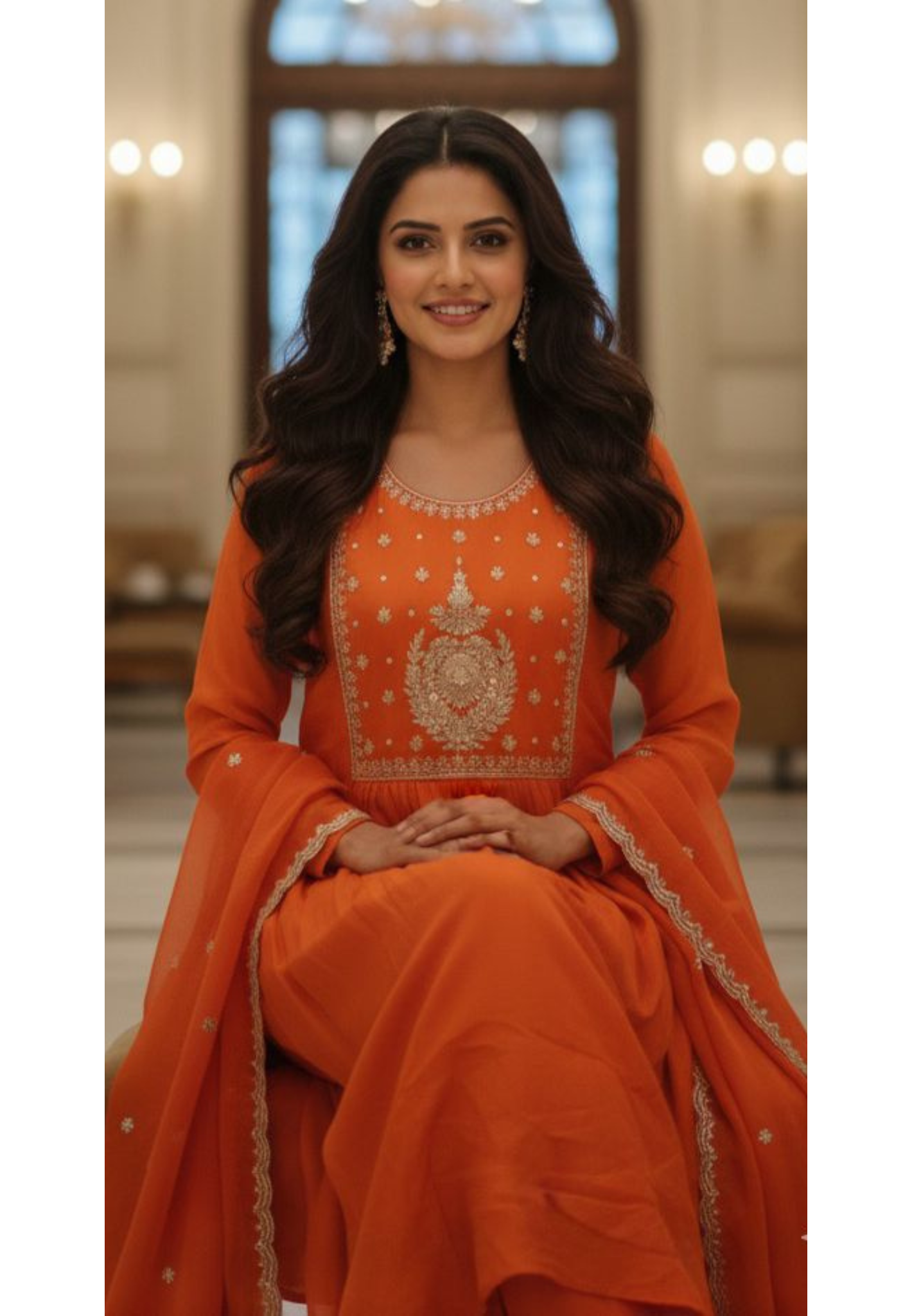 Elegant Gotta With Zardosi Work Anarkali Full Suit Set With Dupatta In Surat Mul Chanderi Fabric