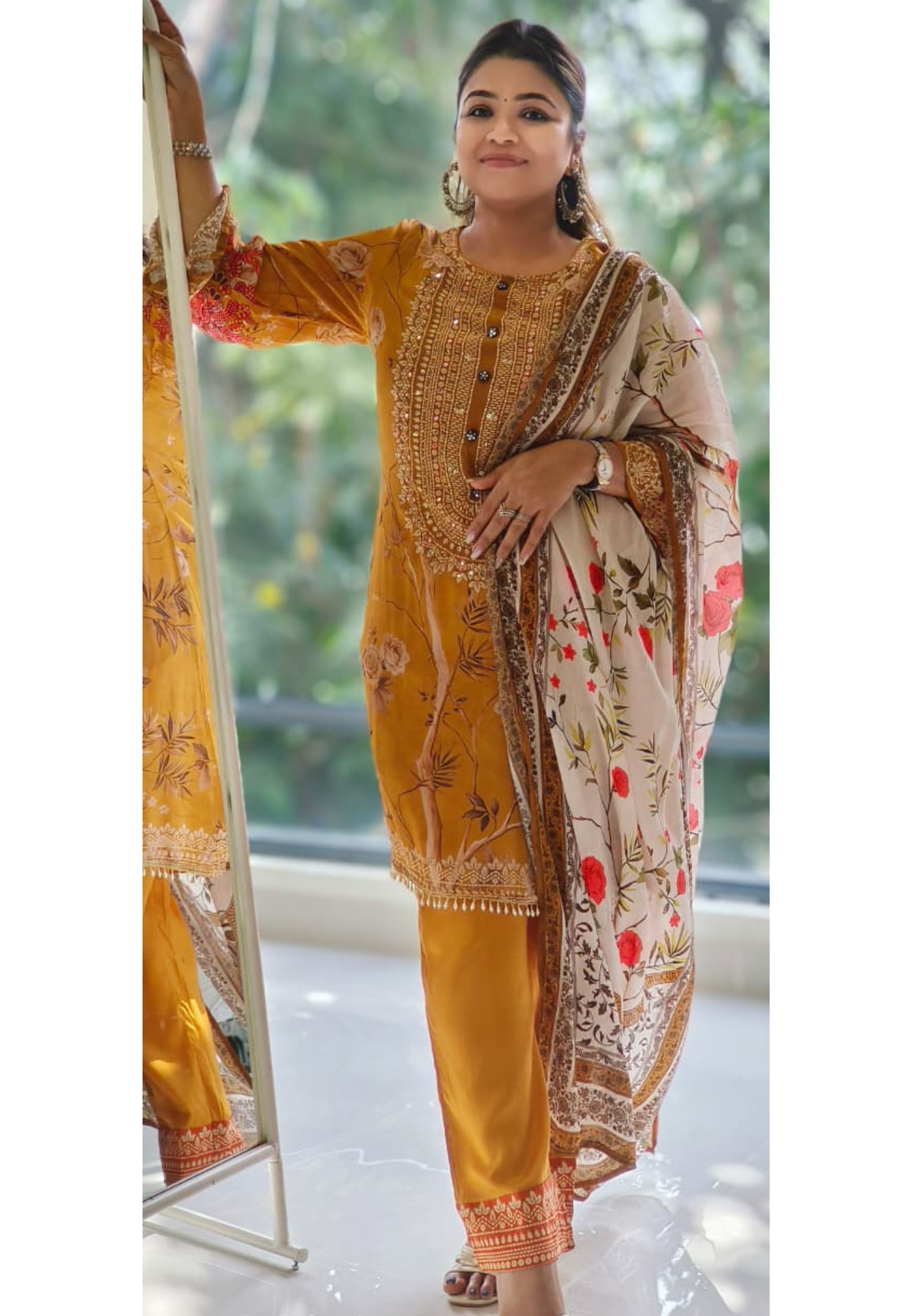 Beautiful Pure Crepe Printed Full suit Set-12218
