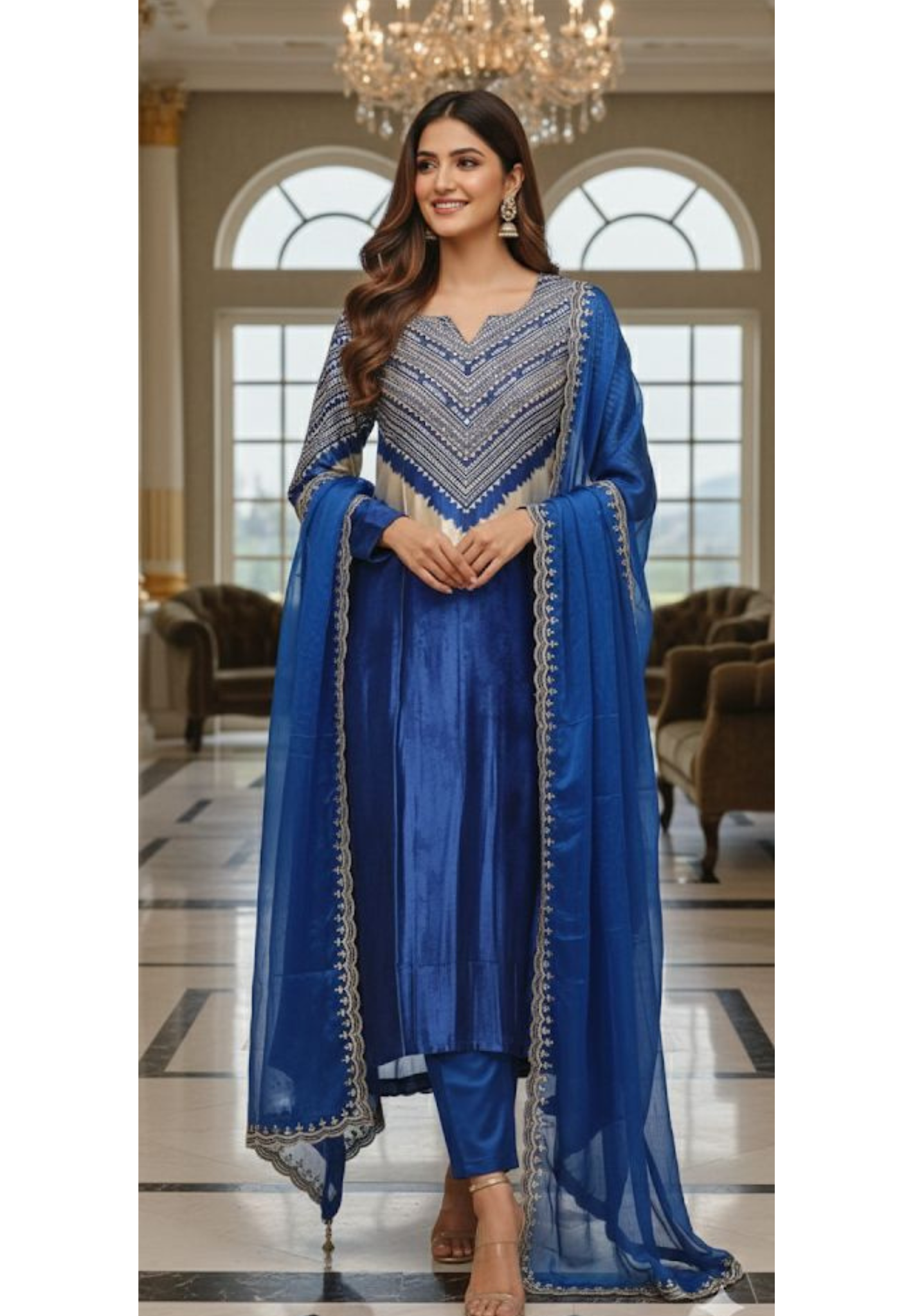 Premium Soft Gajji Silk Three-Piece Suit Featuring Contemporary Ethnic Prints and Stylish Neck Detailing