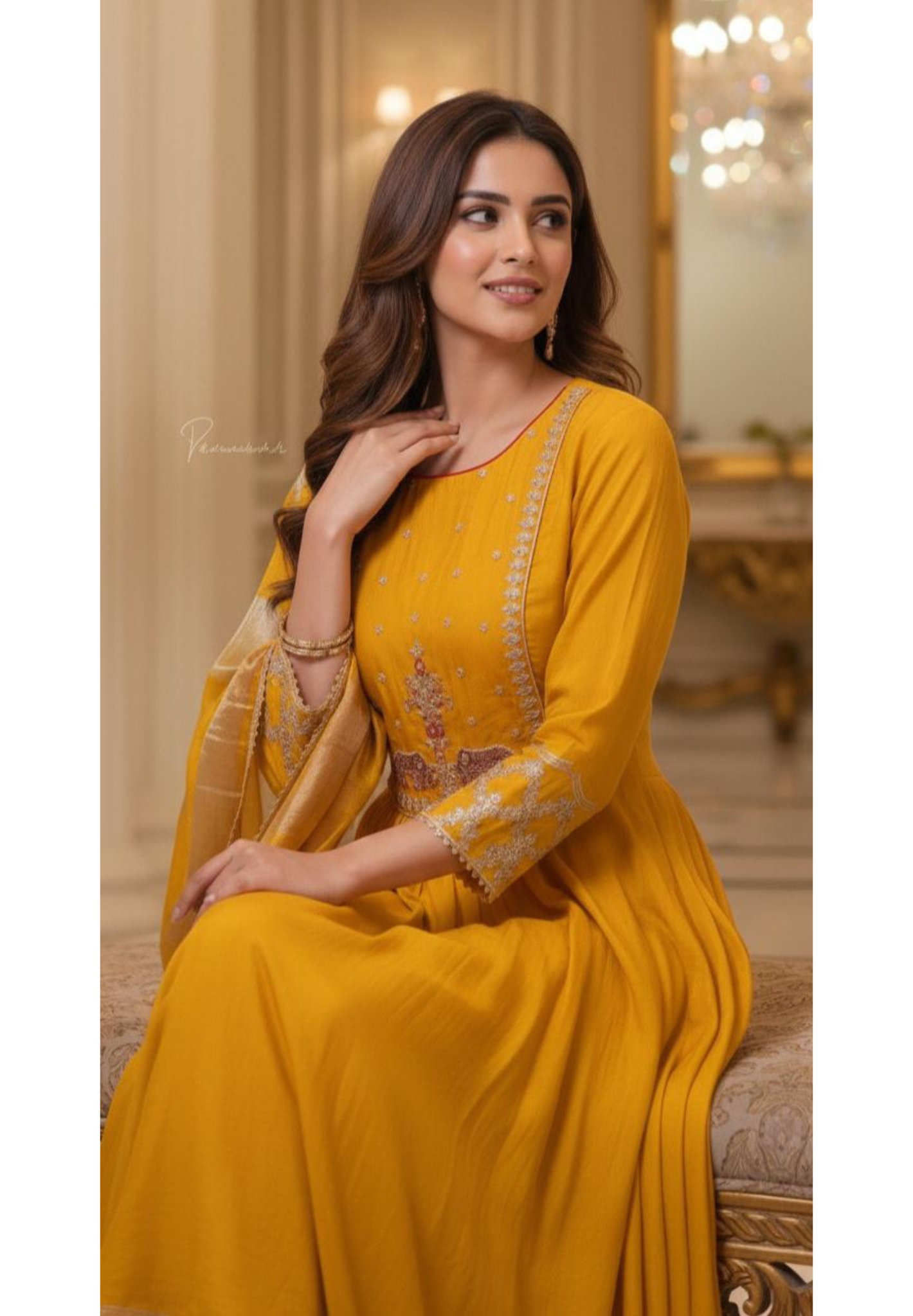Surat Mul Chanderi Festival Collection Suit with Handcrafted Yoke Design, Rich Embellishments & Classic Dupatta