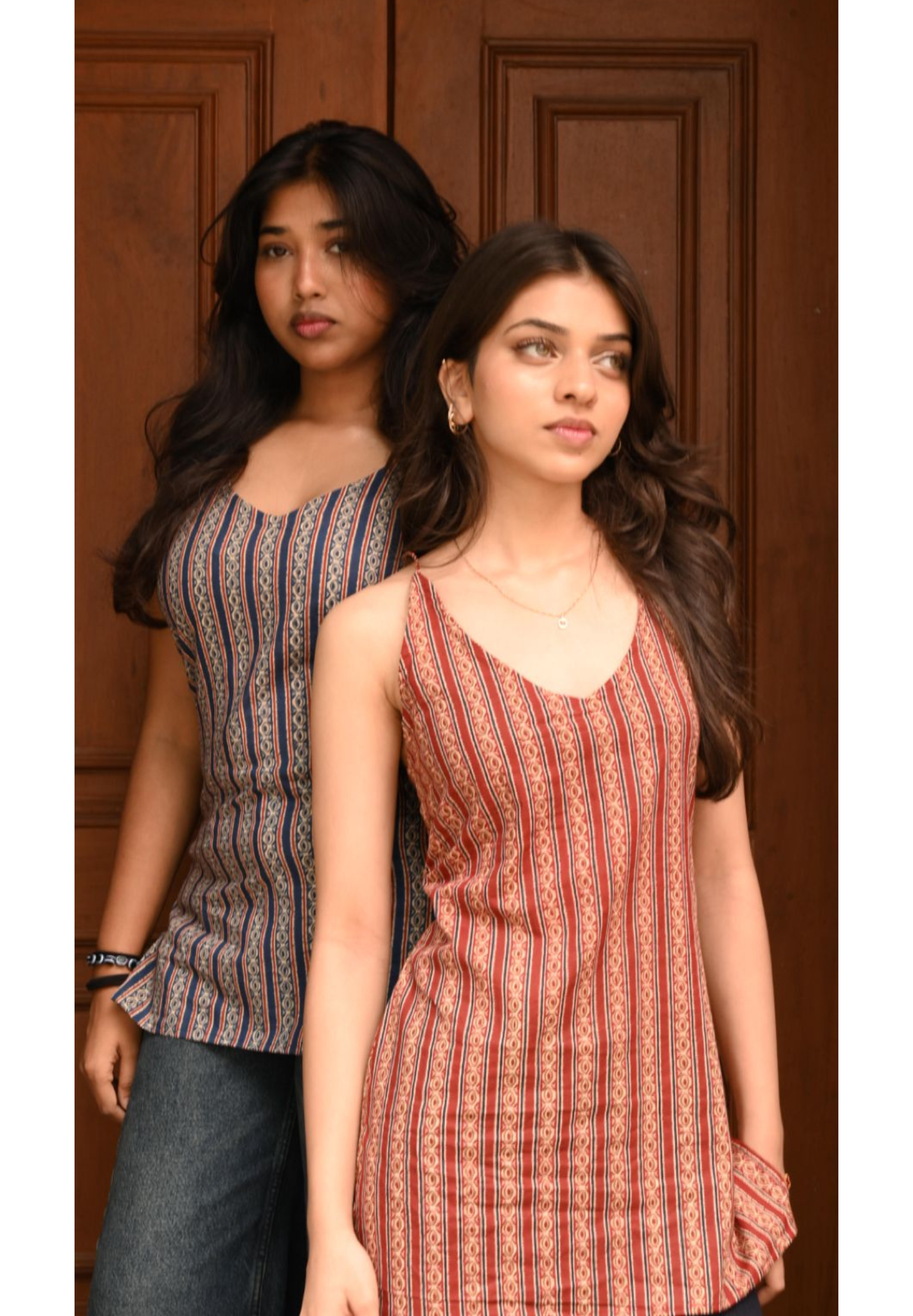 Boho Printed Spaghetti Strap Cami Top with Stylish Back Lace-Up Design For Teens