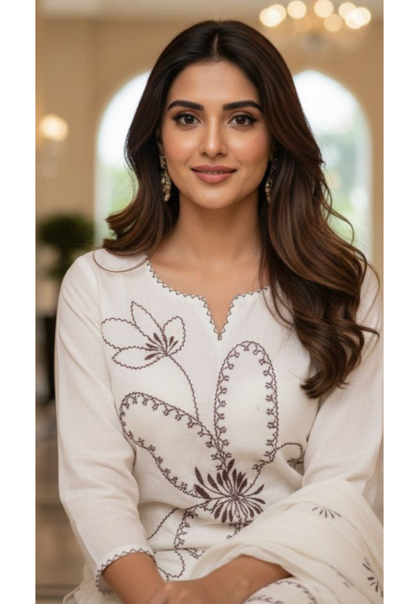 Soft Cotton Off-White Full Suit Set with Premium Printed Suit