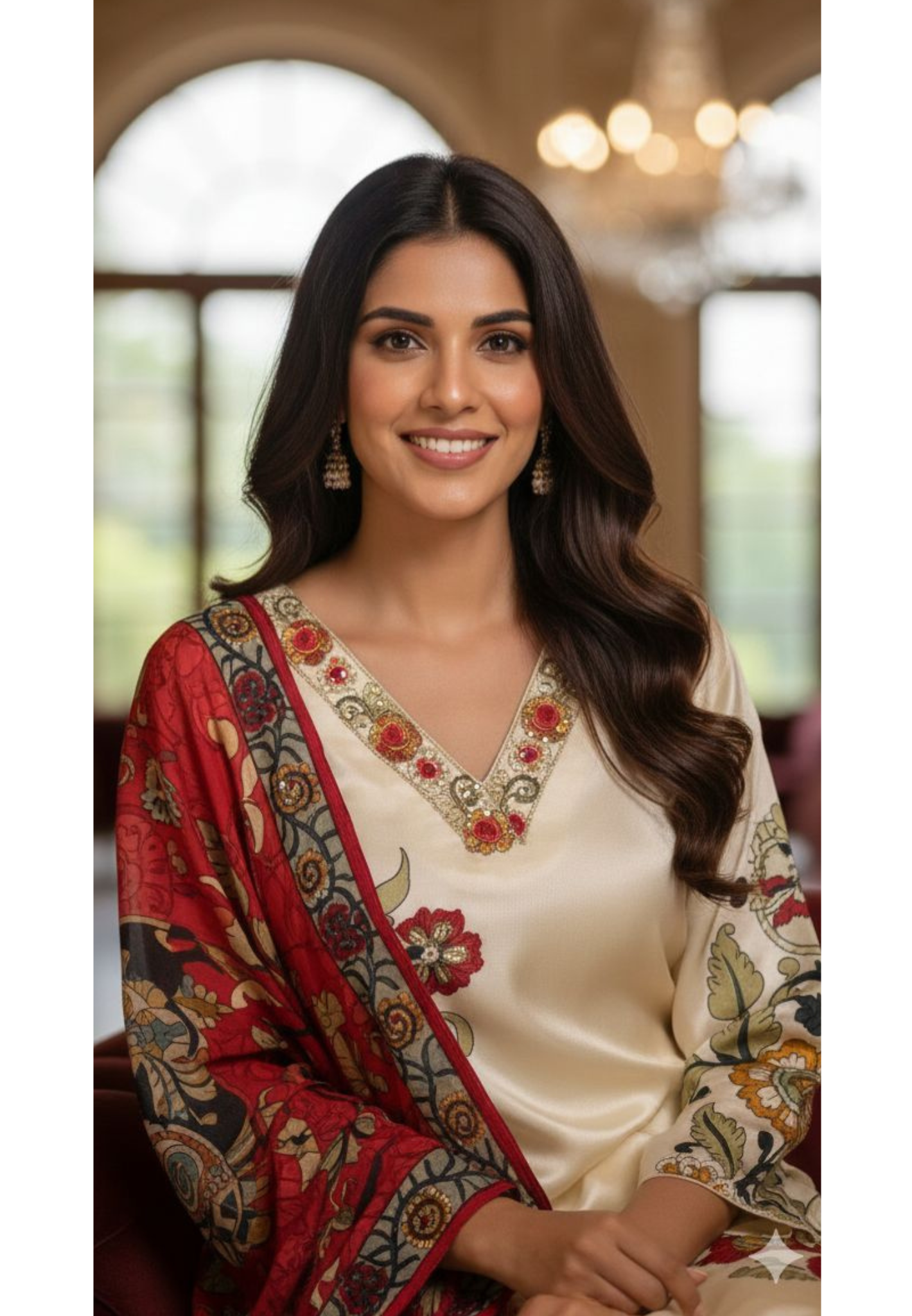 Very Uniquely Digital Printed V-Neck Line Suttle Full Suit Set With Dupatta In Crepe Fabric- 13076