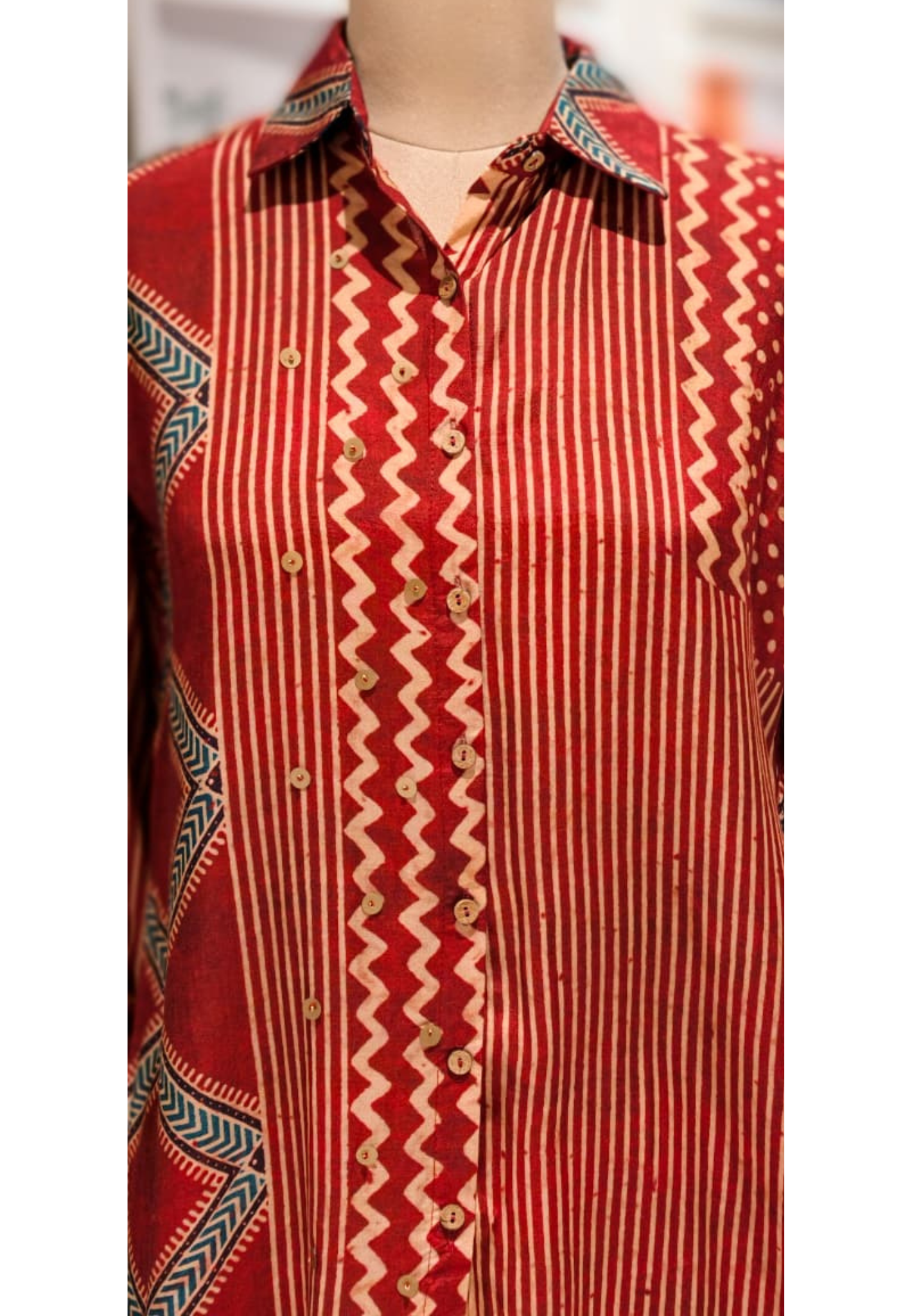 Uniquely Ajrakh Multi Printed Shirt Only In Muslin Fabric-13214