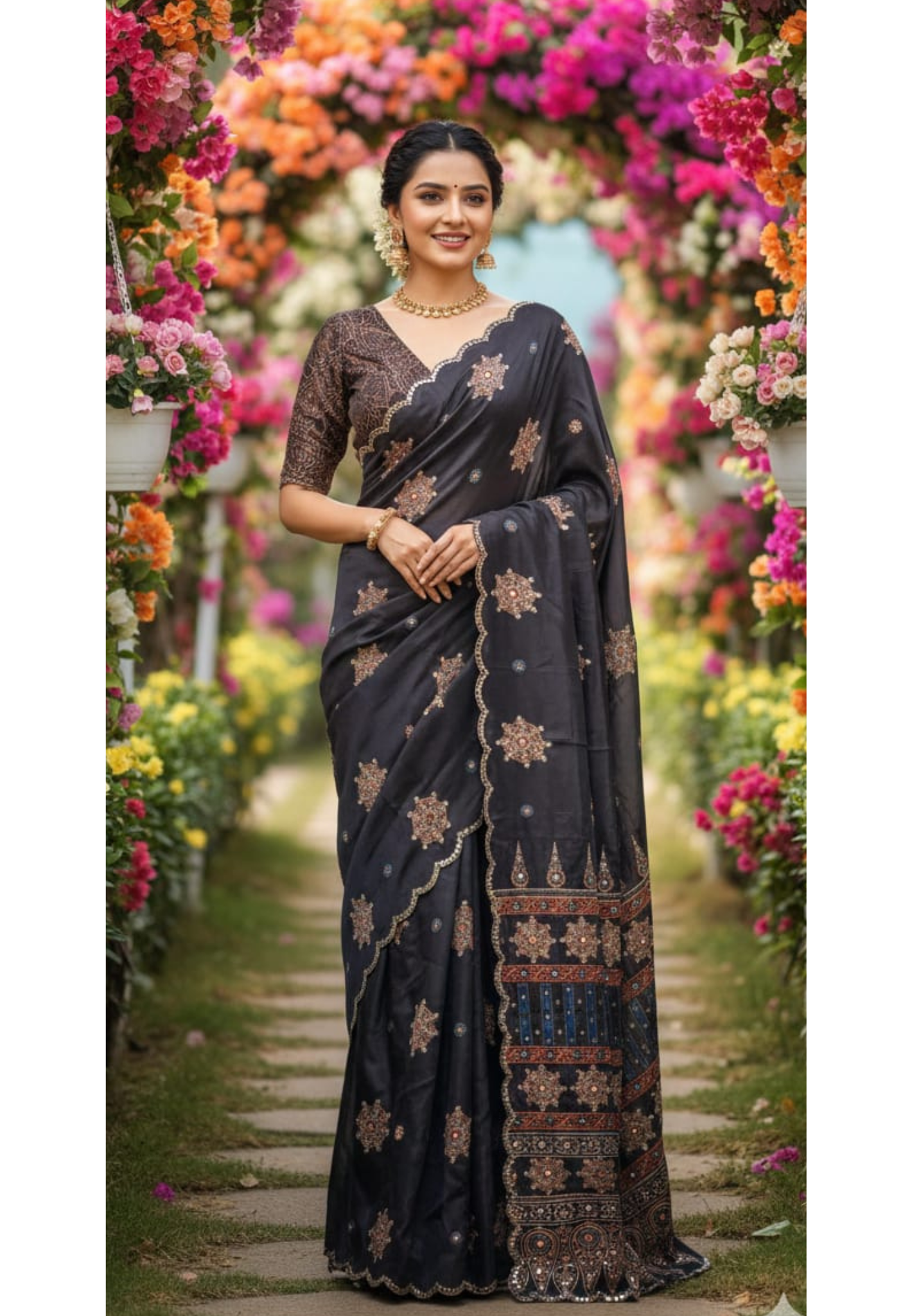 Royal Intricate Motifs Rich Pallu Designer Saree With Unstitched Blouse- 13345
