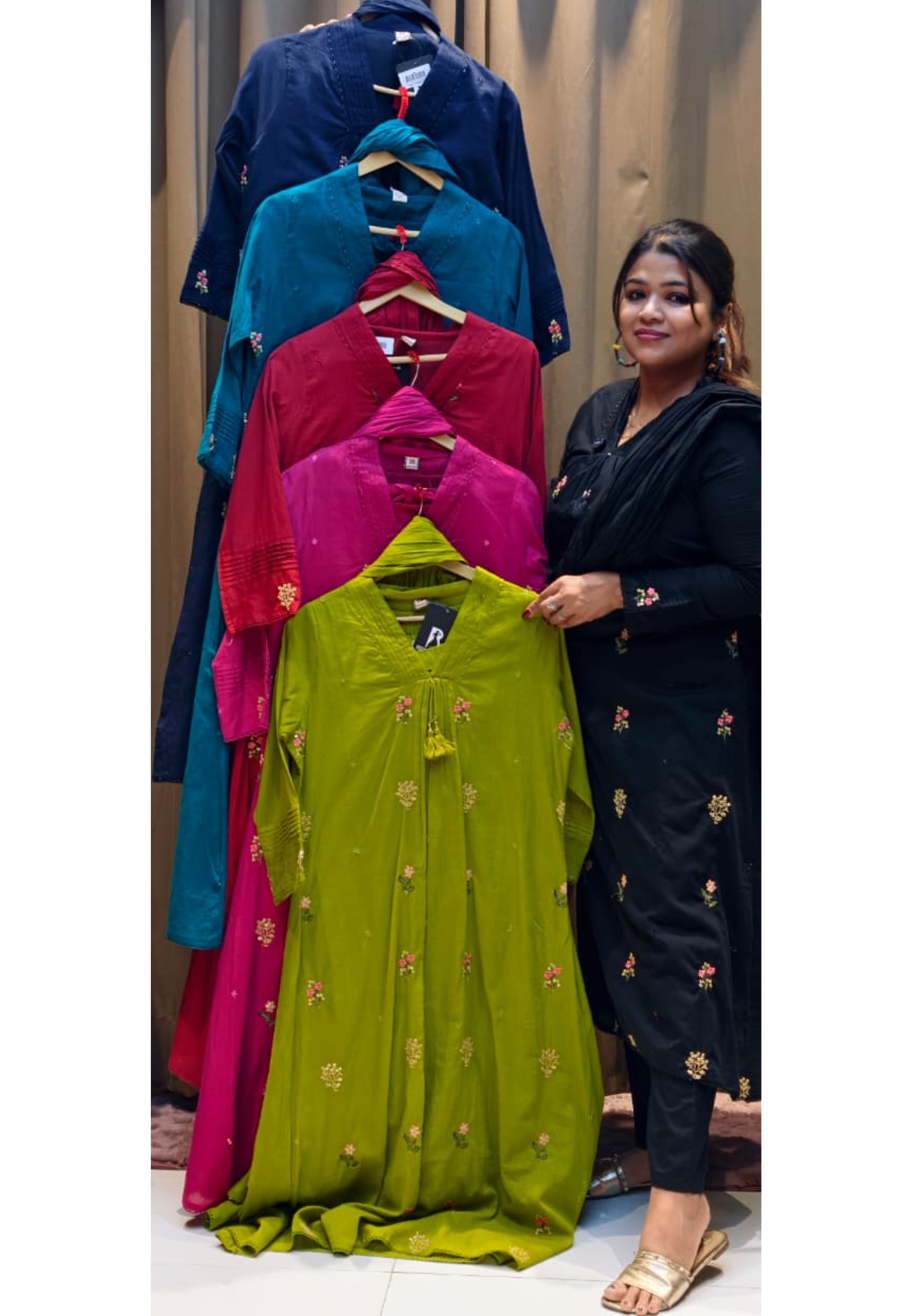 Premium Hand-Embroidered Aline Mul Cotton Kurta Pant Full Set With Tassel Detailing and Dupatta-12614,12615