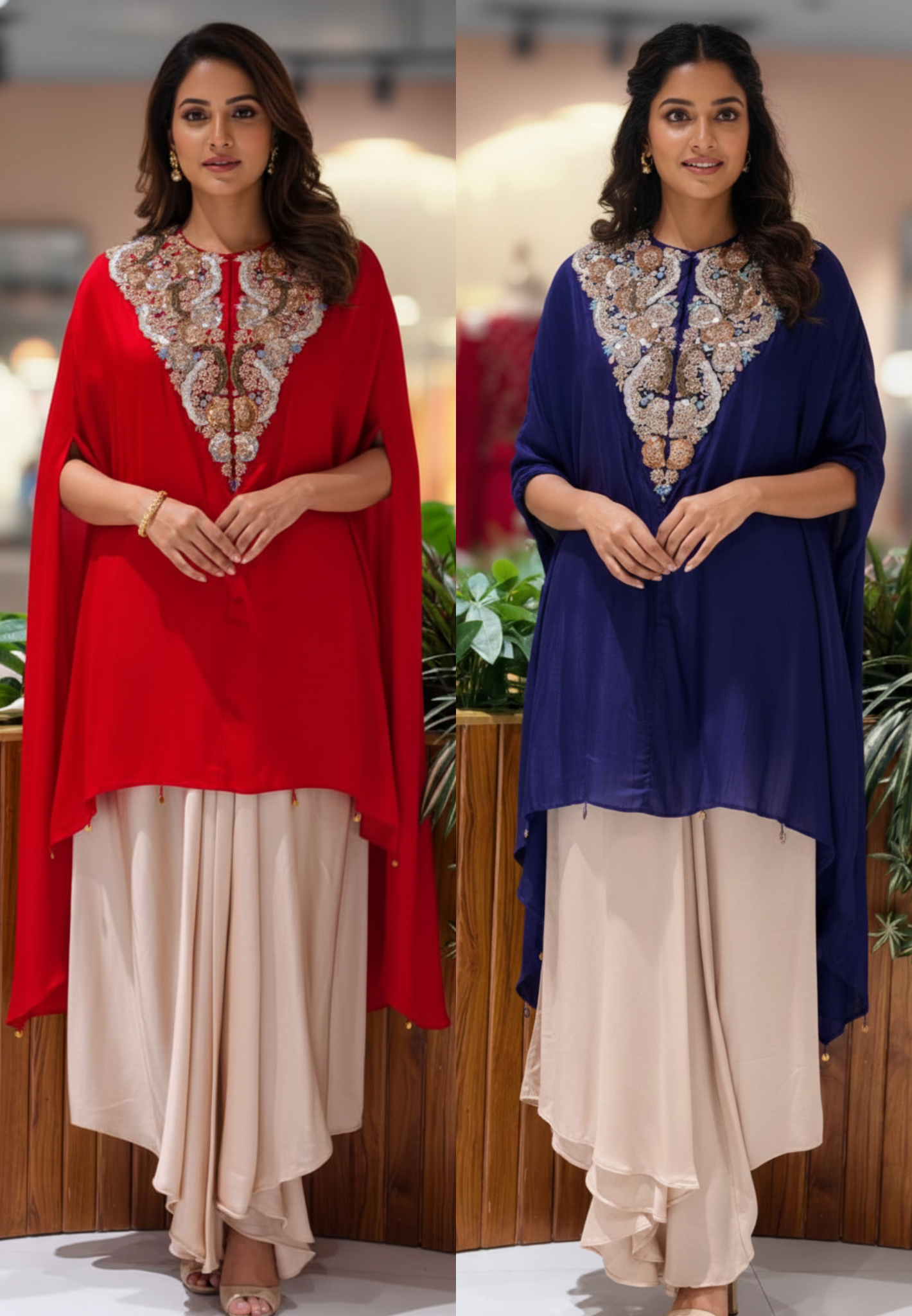 3D Shine Embellished Sequin Heavy Hand Work Yoke Outer With Buster & Flowy Palazzo Bottom- 13248