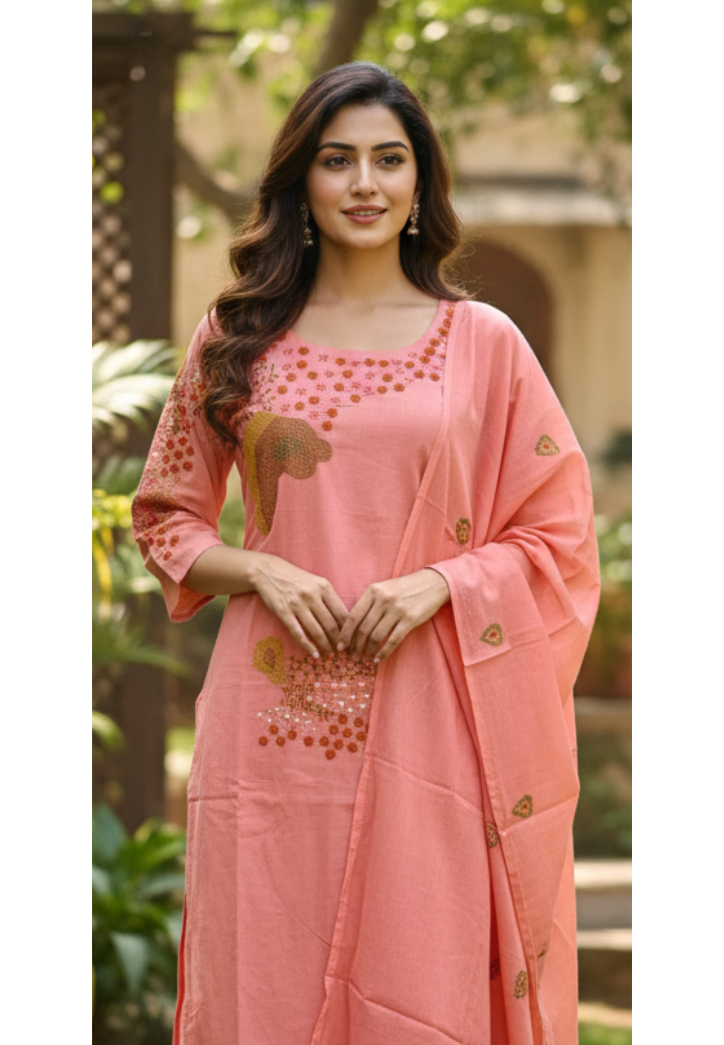 Minimalist Printed Soft Cotton Elegance Full Suit Set With Dupatta