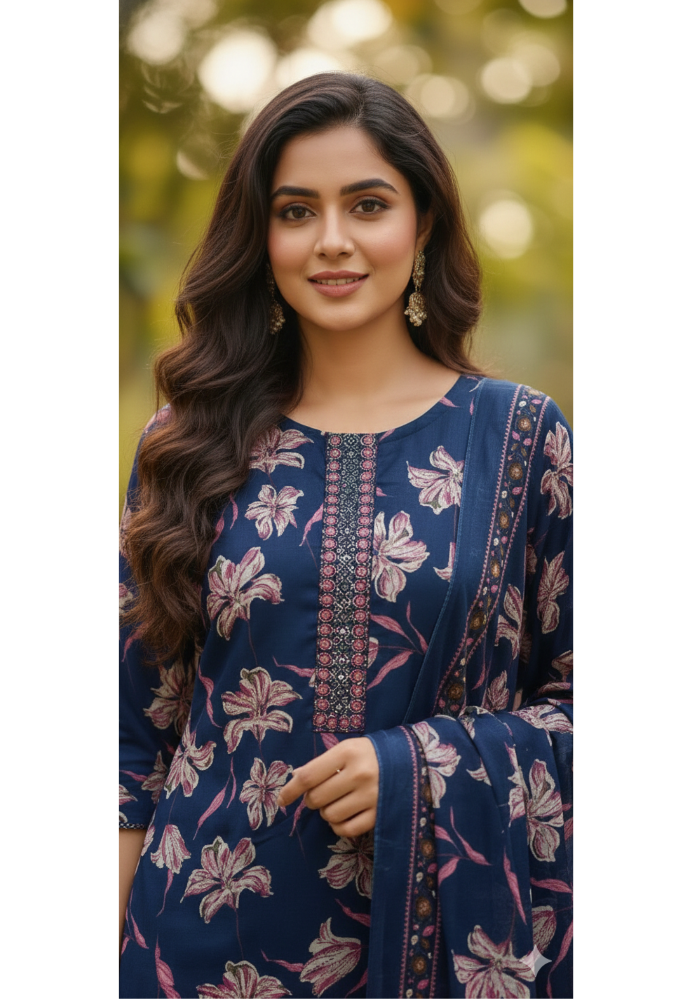 Hibiscus Blend Floral Petaled Vibe Cotton Full Suit Set With Dupatta-13553