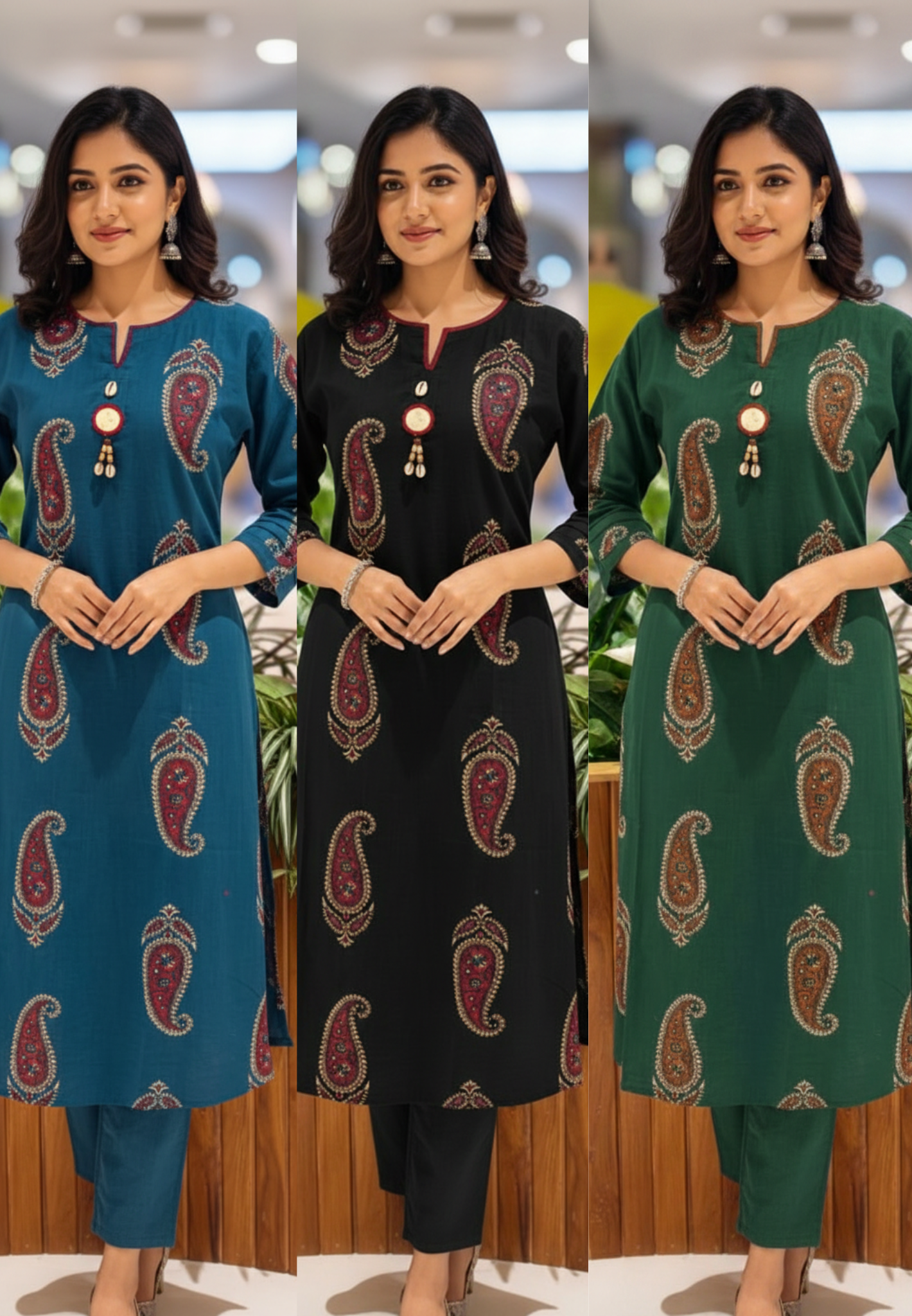 Verdent Mango Buti Print Casual Wear A-Line Kurti Only-13525