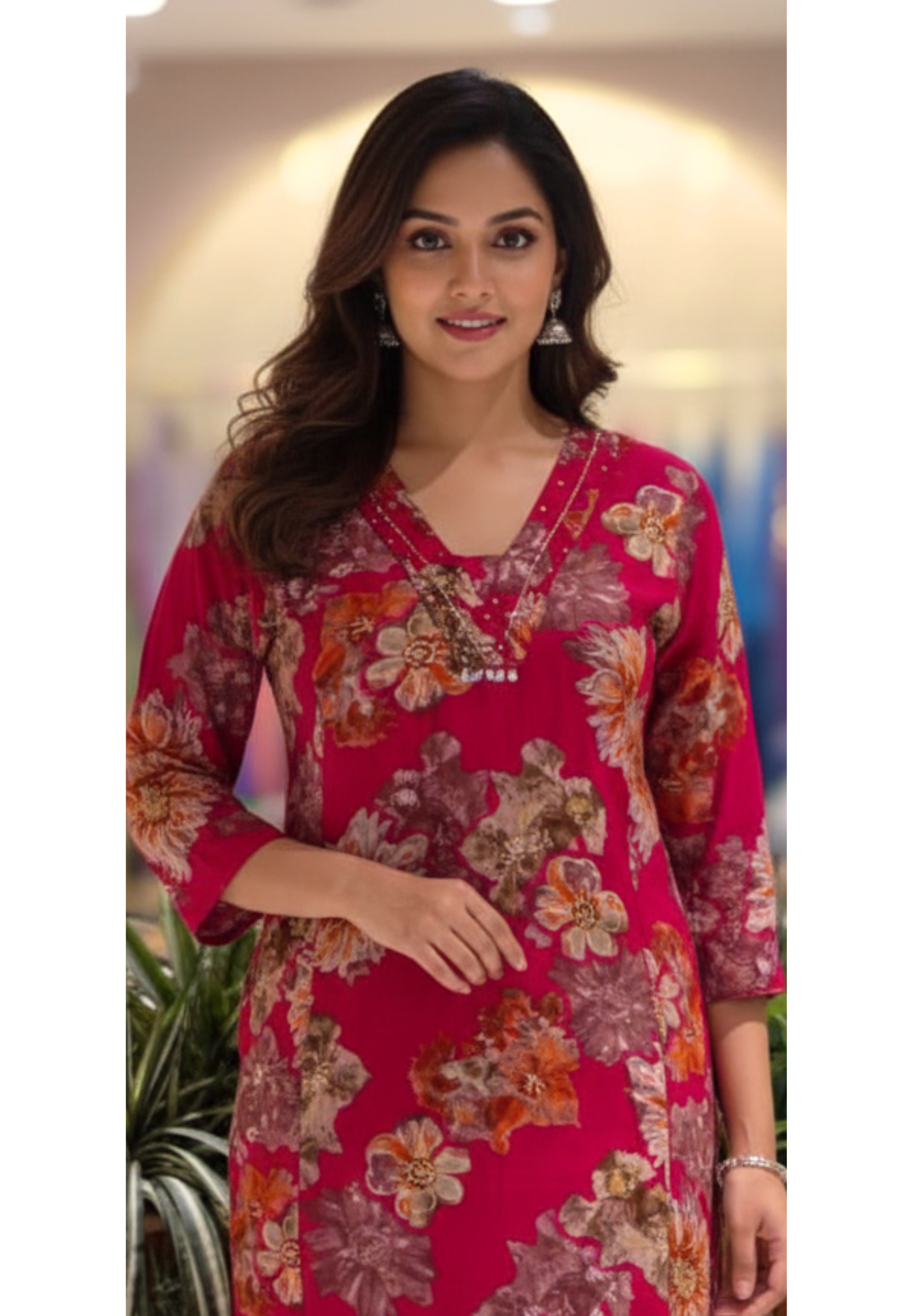 Earthy Bloom Digital Floral Print Vibrant Kurta Pant Set In Cotton Fabric