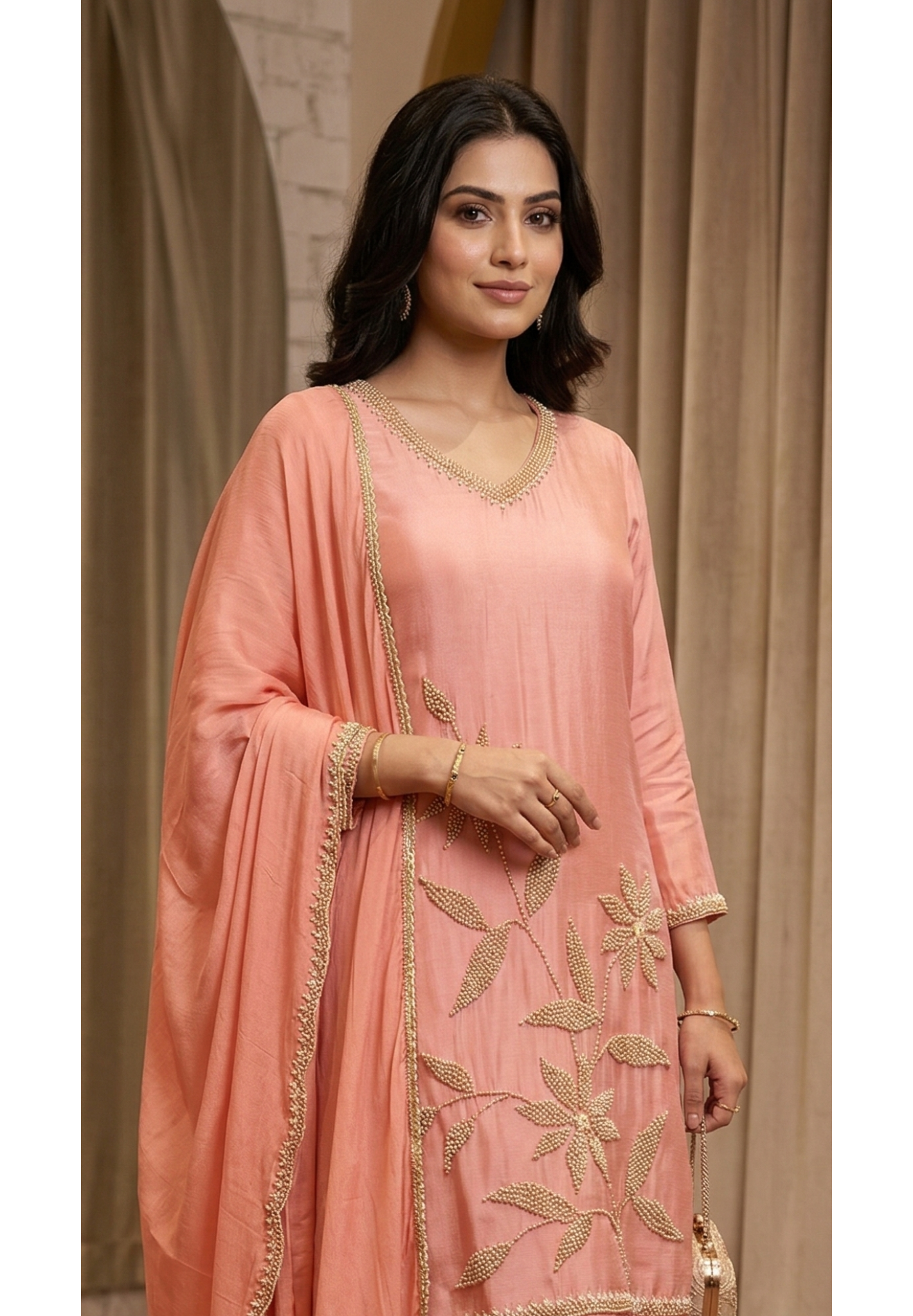Silver Cut Dana Pastel Elegance Leafy Embroidered Festive Wear Chinon Full Suit Set With Dupatta- 13802