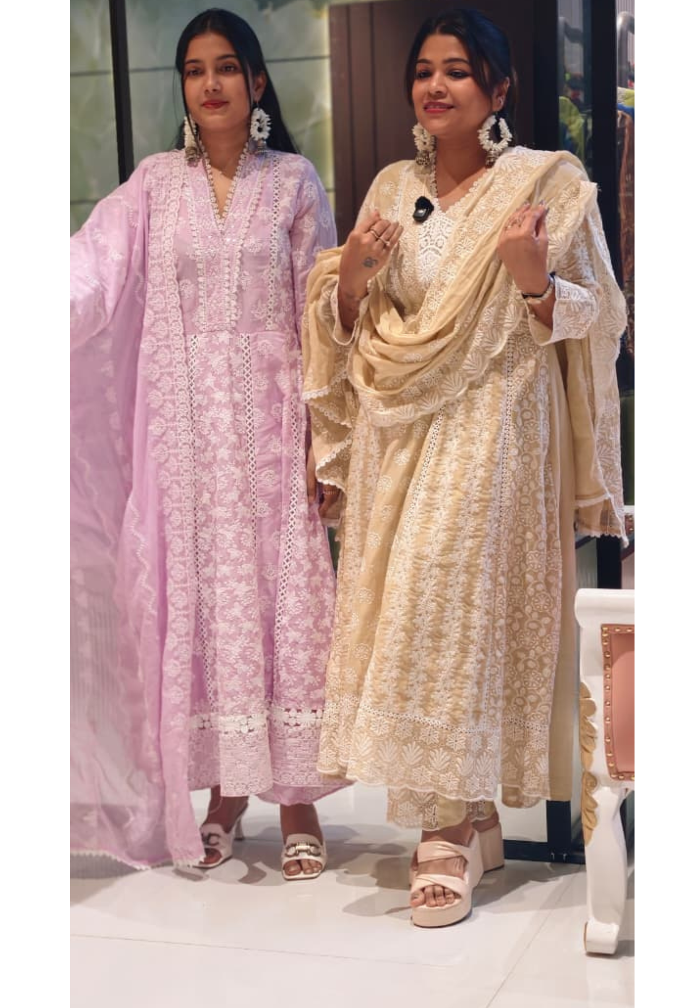 Elegant Mall Cotton Chikankari Kurta Set with Straight Pants & Embroidered Dupatta-13892 RB135