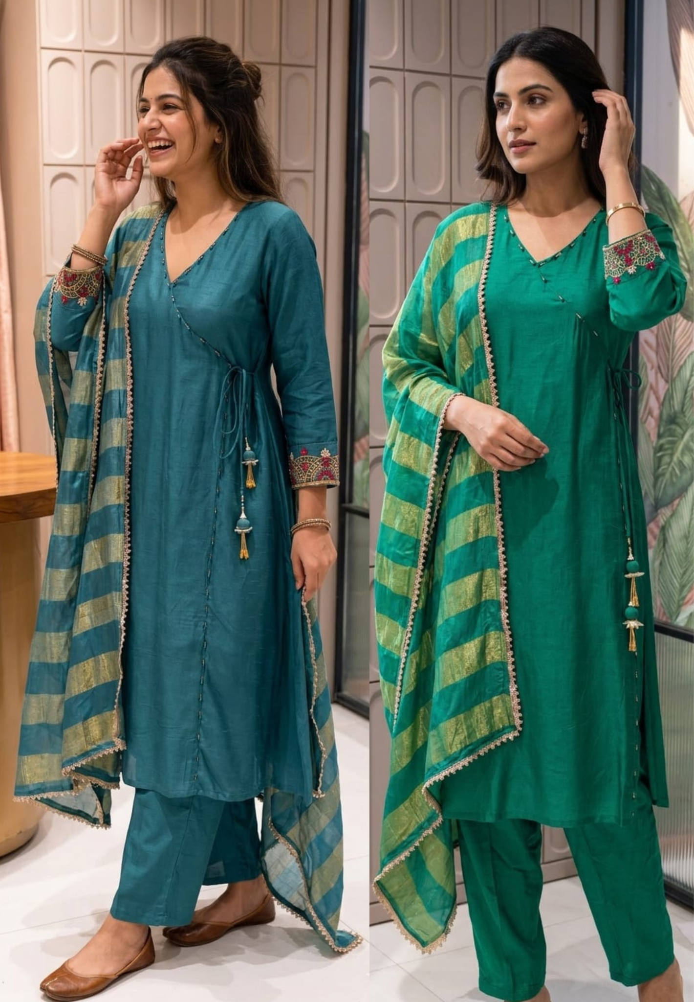 Solid Shade Angrakha Anakarli  Small Beads Works Full Suit Set 12755