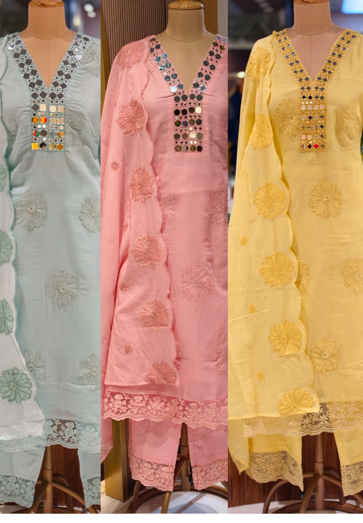 Lean Fit Summer Cotton Full Suit With Mirror Work Embroidery Mulchanderi fabric with Mulcotton Dupatta 14019 RB08