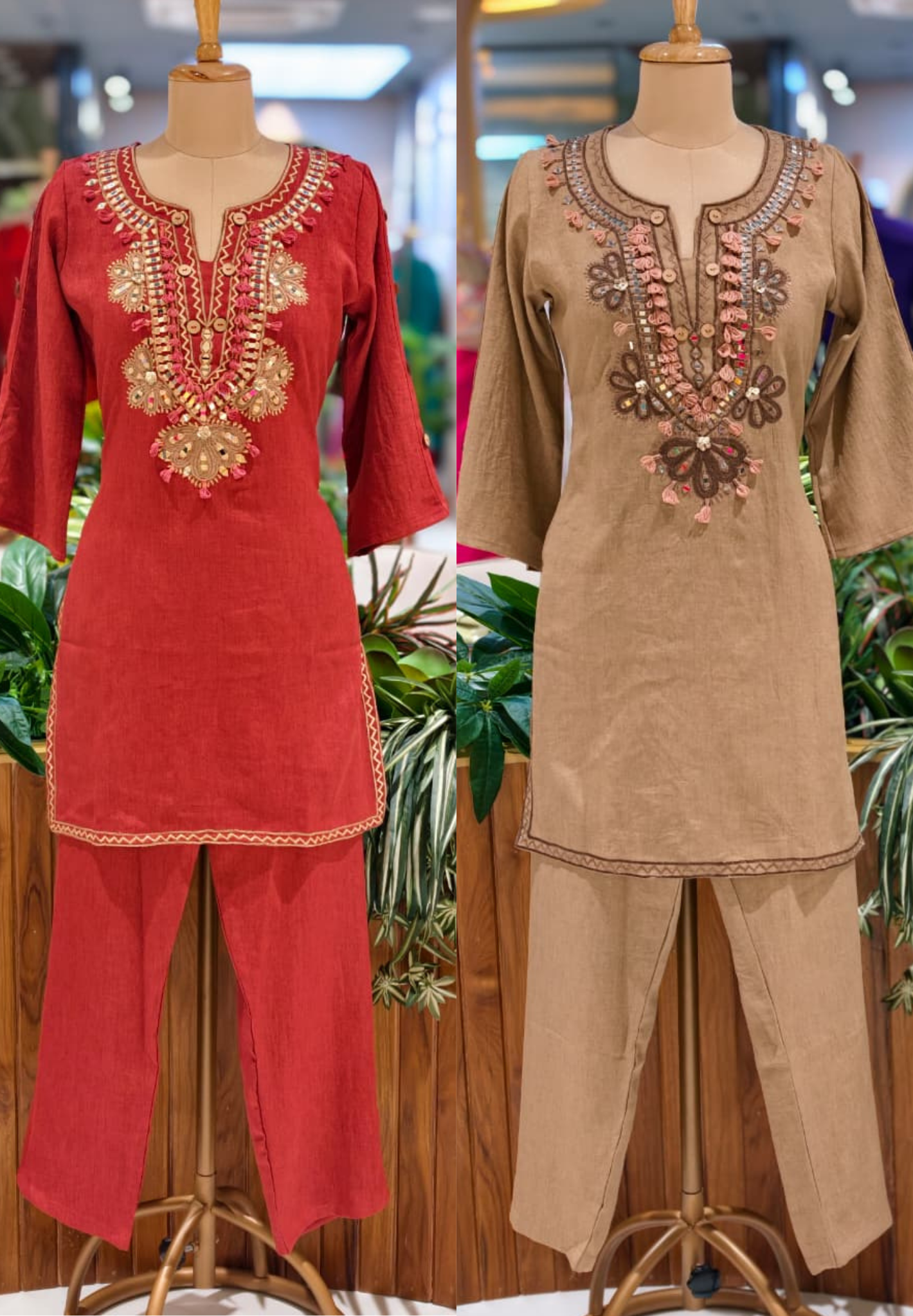 Premium Cotton Blend Ethnic Cords Set with Intricate Thread & Mirror Work-14004 RB05