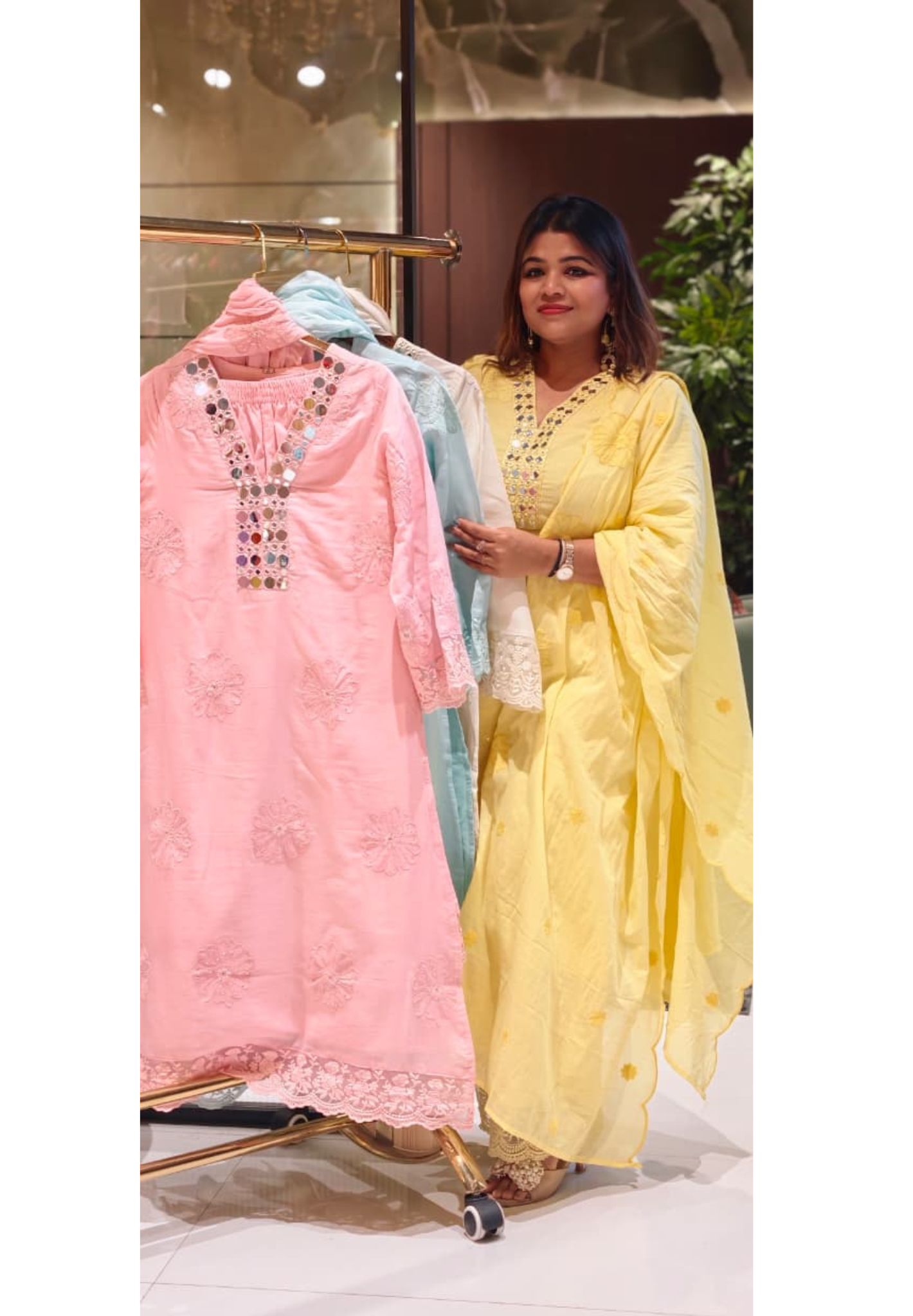 Lean Fit Summer Cotton Full Suit With Mirror Work Embroidery Mulchanderi fabric with Mulcotton Dupatta 14019 RB08