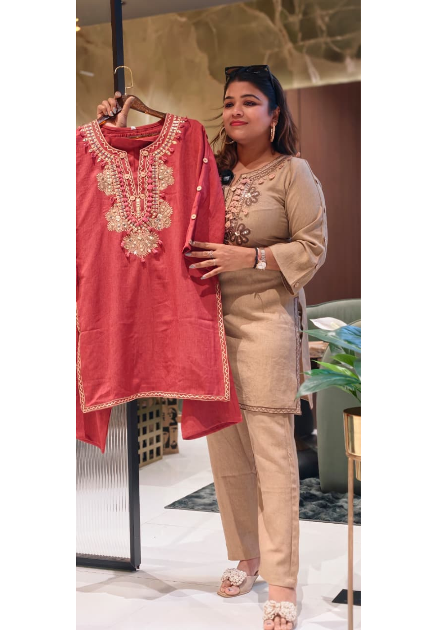 Premium Cotton Blend Ethnic Cords Set with Intricate Thread & Mirror Work-14004 RB05