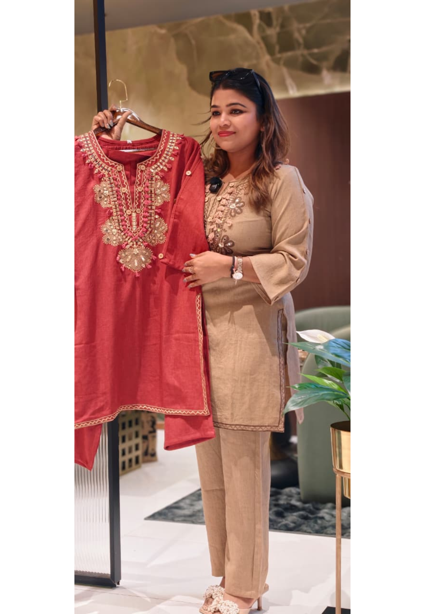 Premium Cotton Blend Ethnic Cords Set with Intricate Thread & Mirror Work-14004 RB05