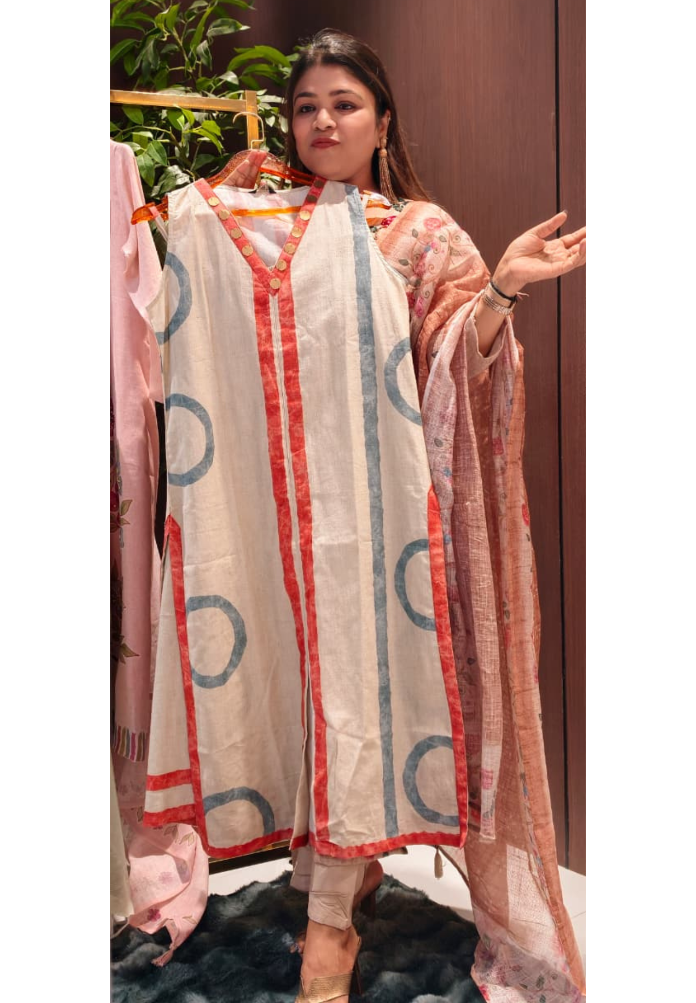 Premium Linen-Cotton Sleeveless Straight Kurta with Wide-Leg Palazzo Pant 14014 RB43