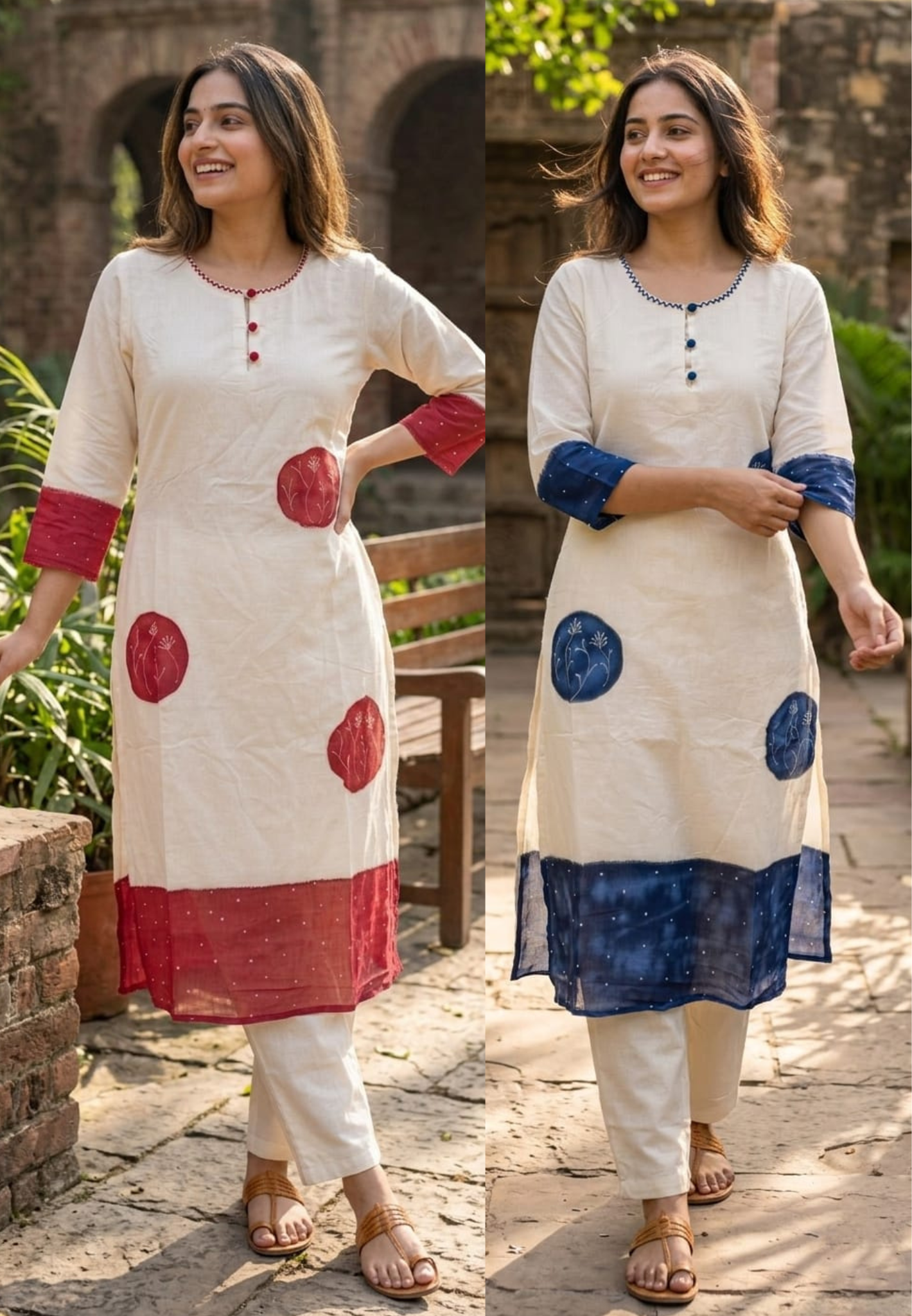 Galaxy Giant Round Blocks Print Premium Mul-Cotton Kurta Pant Set- 14141  RB147