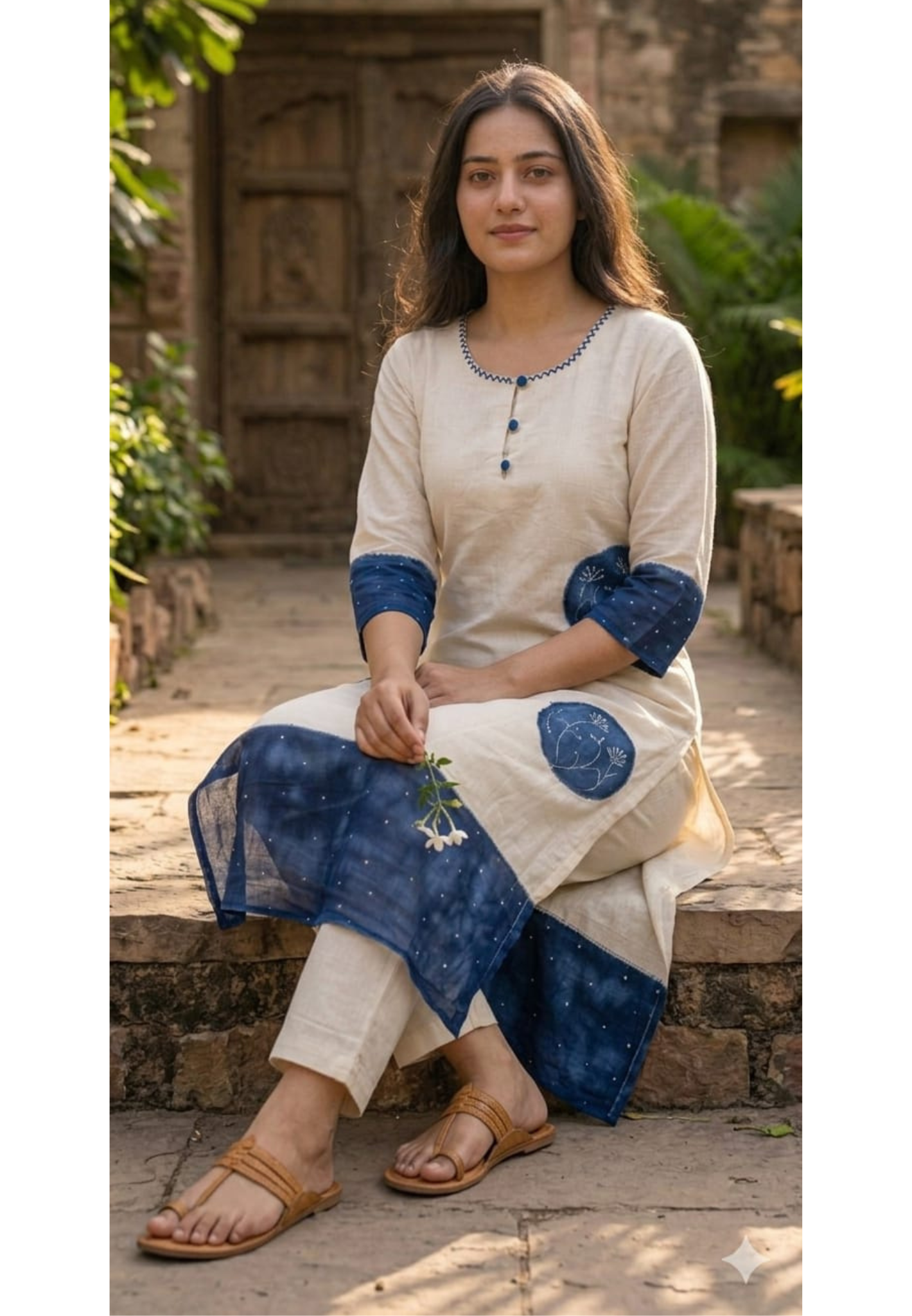 Galaxy Giant Round Blocks Print Premium Mul-Cotton Kurta Pant Set- 14141  RB147