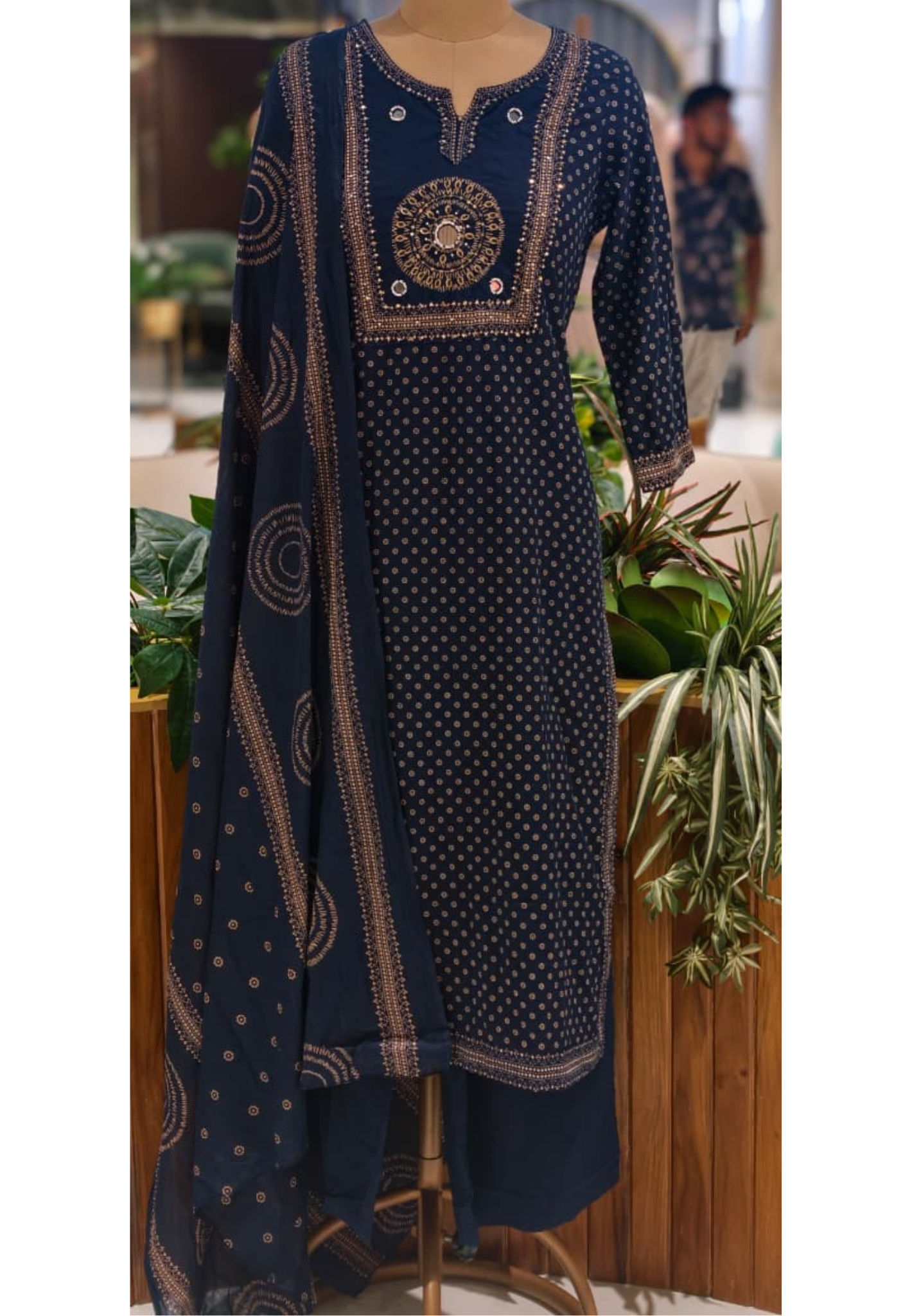 Traditional Printed Daily Wear Ethnic Full Suit Set With Dupatta In Cotton Fabric- 14152  RB160