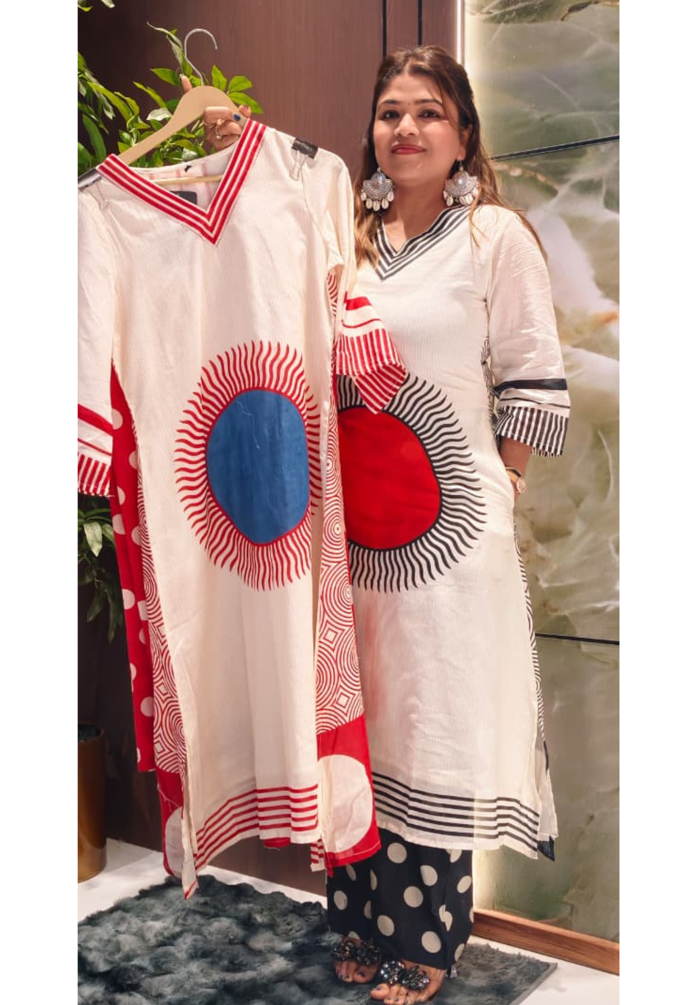 Sun Inspired Printed Kurta With Polka Dotted Pant In Premium Mul Cotton Fabric- 14139 RB145