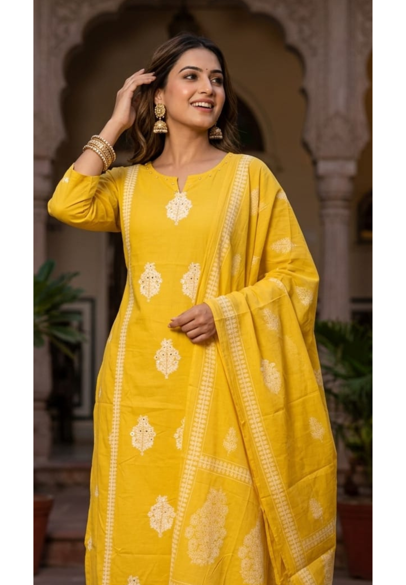 Elegant Cotton Full Suit Set with Embroidery Kurta with Bottom And Dupatta Lean Fit-14153 RB185