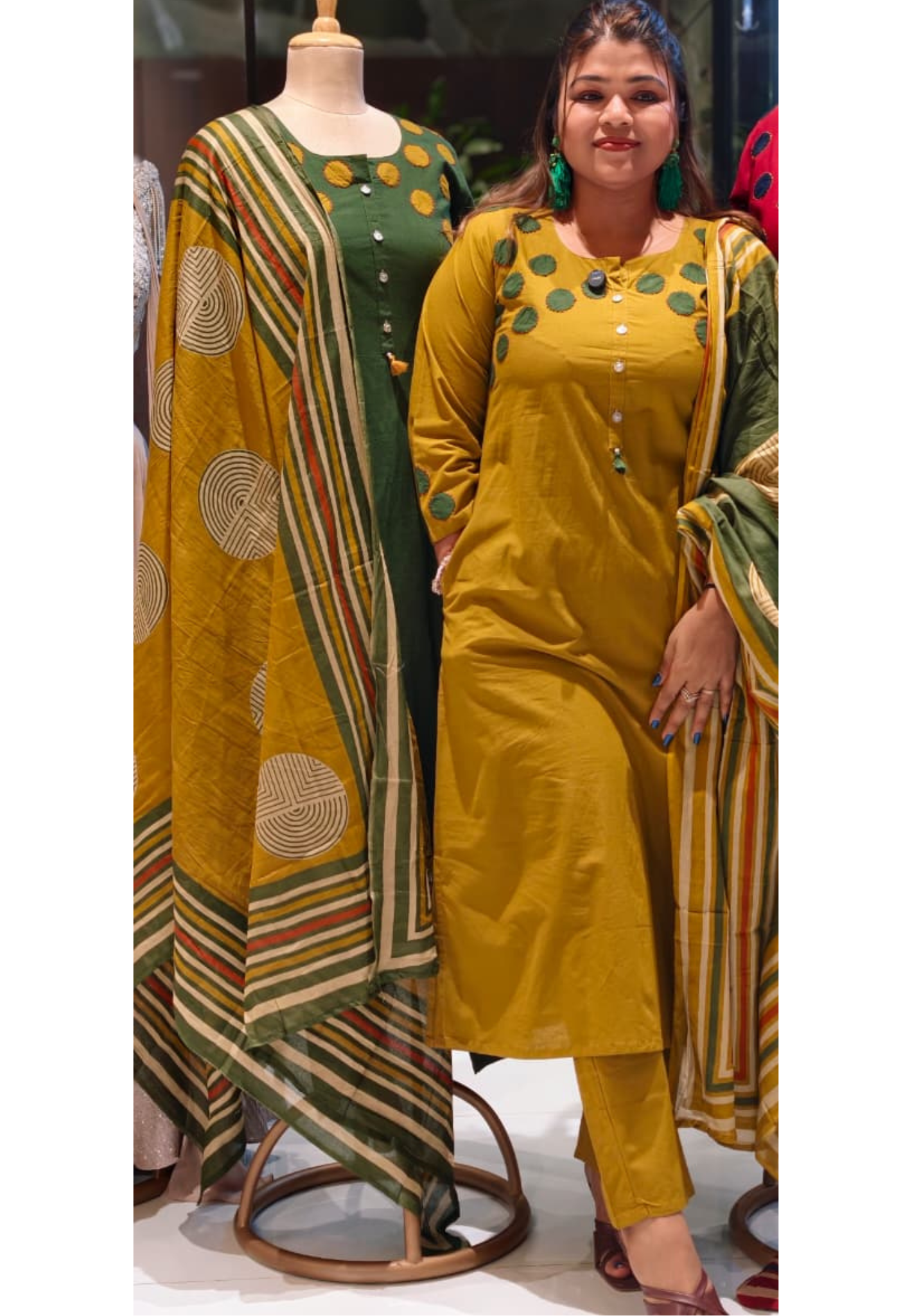 Stylish Cotton Full Suit Collection with Bold Polka Dot Detailing Full Suit Set-14214 RB201