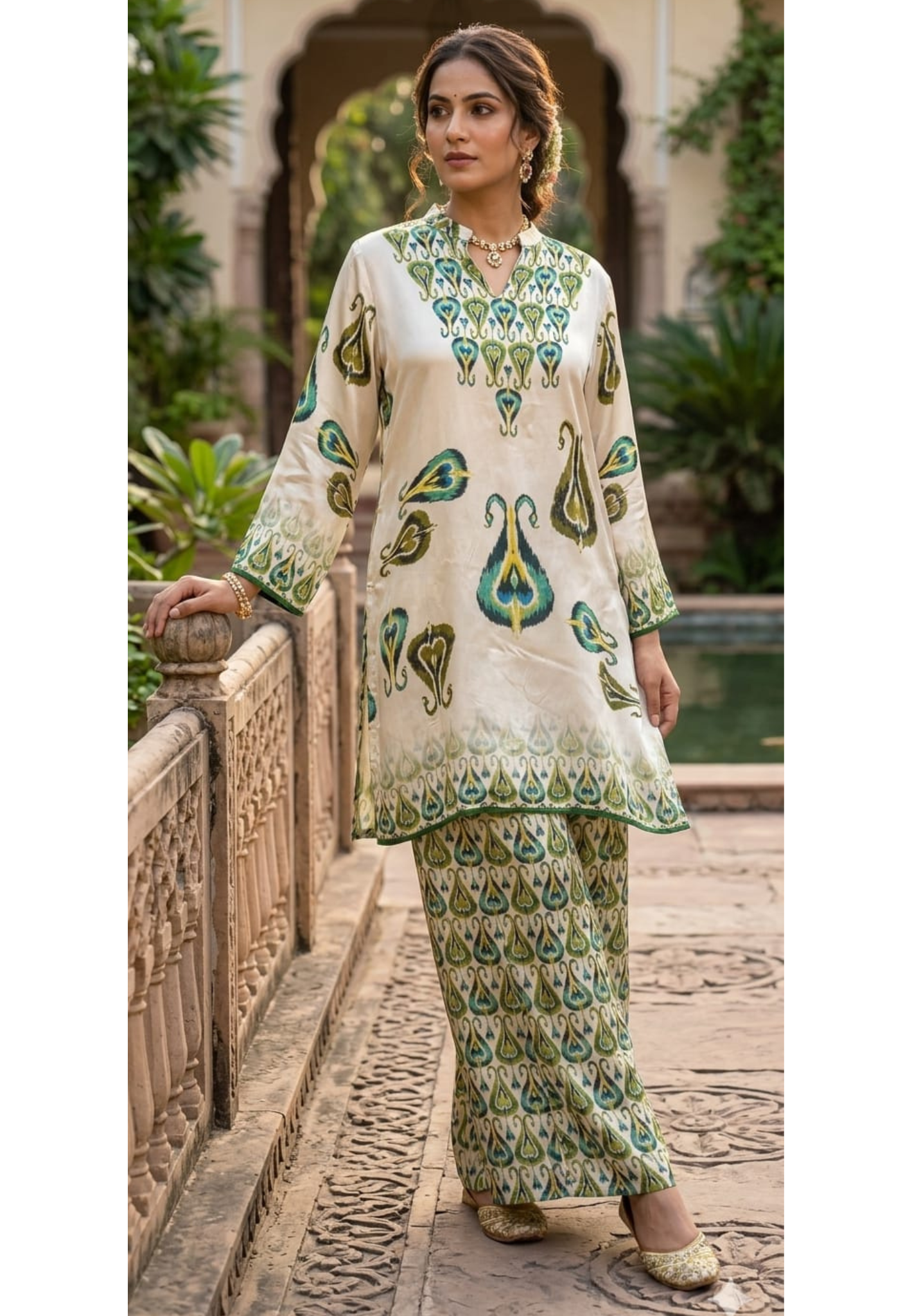 Morni Inspired Color Pallete Pure Crepe Light Weight Kurta Pant Set-14322 RB222