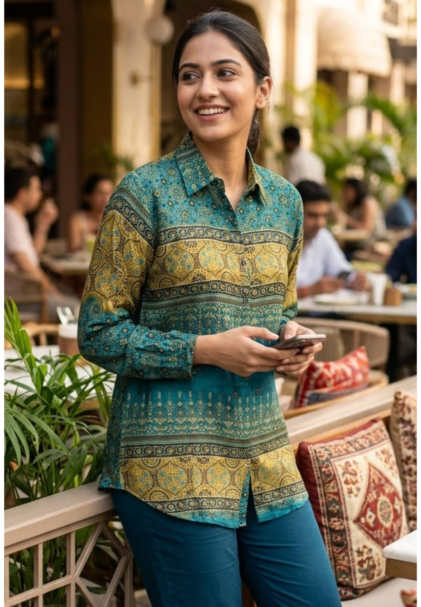 Muslin Traditional Indian Print Ethnic Look Light Weight Short Kurti Only- 14366 RB248