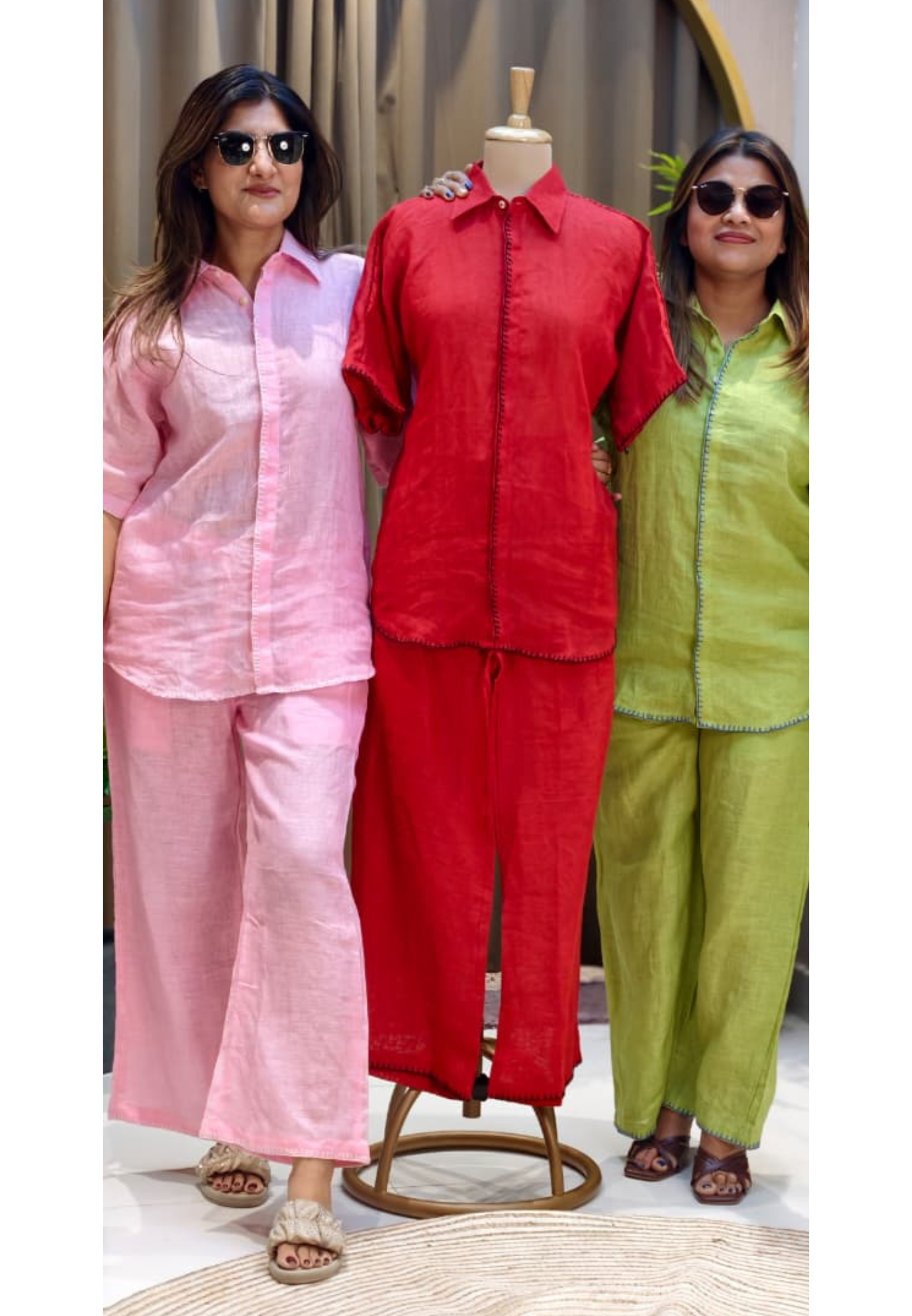 Bold Pure Linen Co-Ord Set Featuring Structured Shirt-Style Top with  Comfortable Straight Fit Trousers-14416 RB251