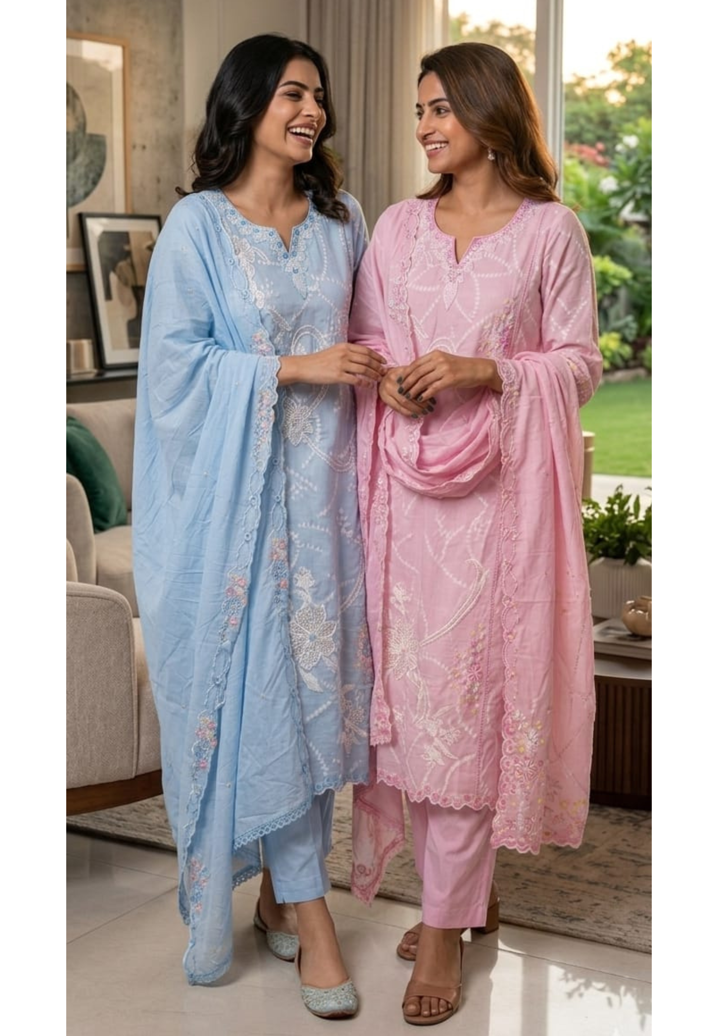 Floral Thread Embroidery With Sequin Detailimg Upwork Surat Mul Chanderi Full Suit Set With Dupatta- 14499 RB297
