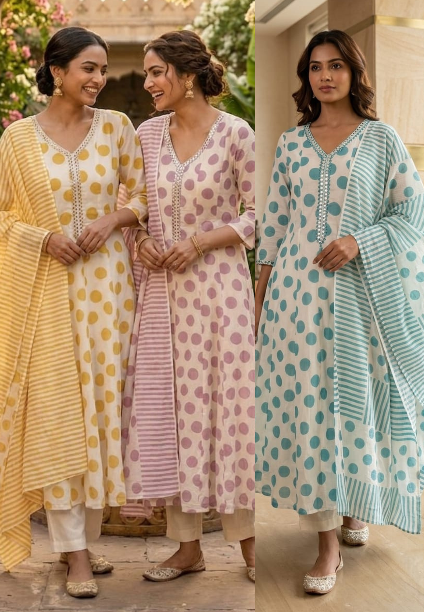 Mul Cotton Summer Style Polka Dot Anarkali Full Suit set-14441  RB296