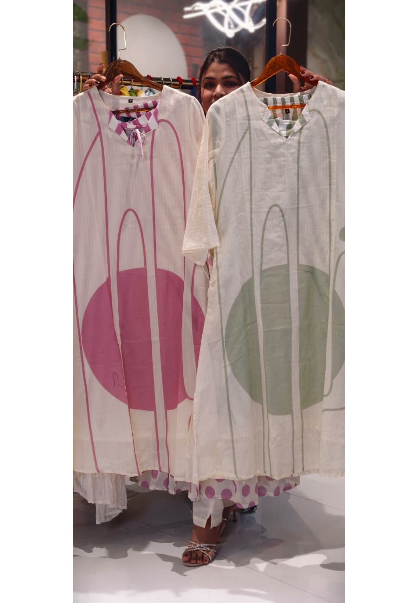 Mossaic Striped Print Premium Mul-Cotton Summer Friendly Kurta Pant Set- 14133 RB146