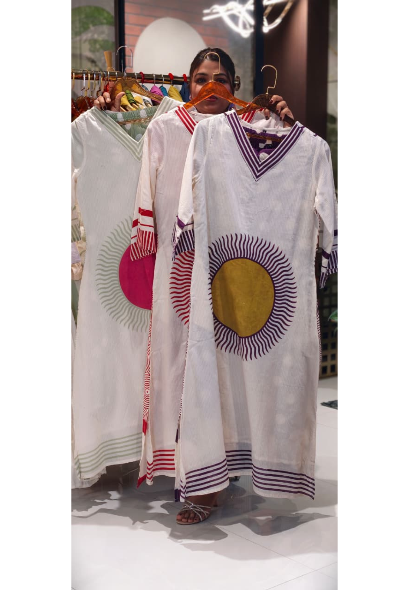 Sun Inspired Printed Kurta With Polka Dotted Pant In Premium Mul Cotton Fabric- 14139 RB145
