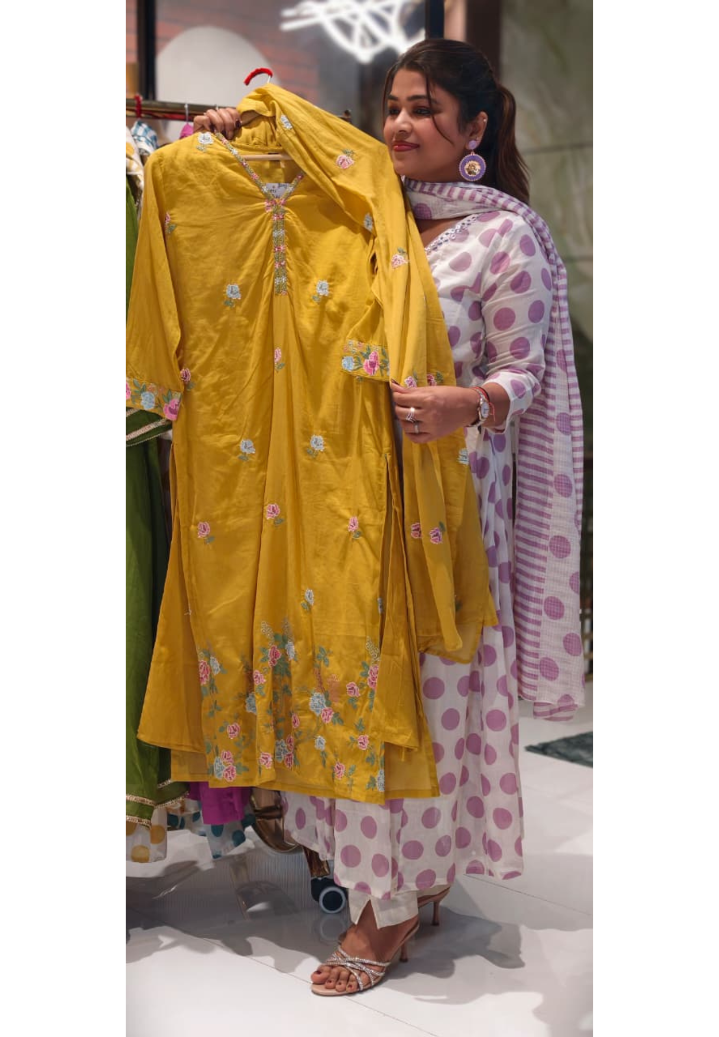 Placement Floral Fine Intricate Embroidery Solid Cotton Full Suit Set With Dupatta- 14470 RB293
