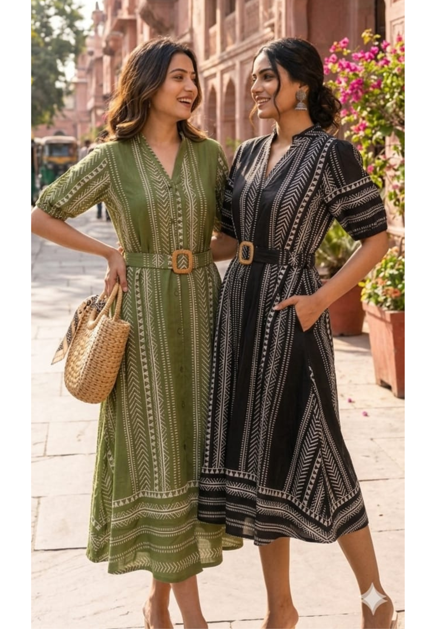 Bold Color Tone Striped Print Casual Wear Cotton Frock- 14651 RB380