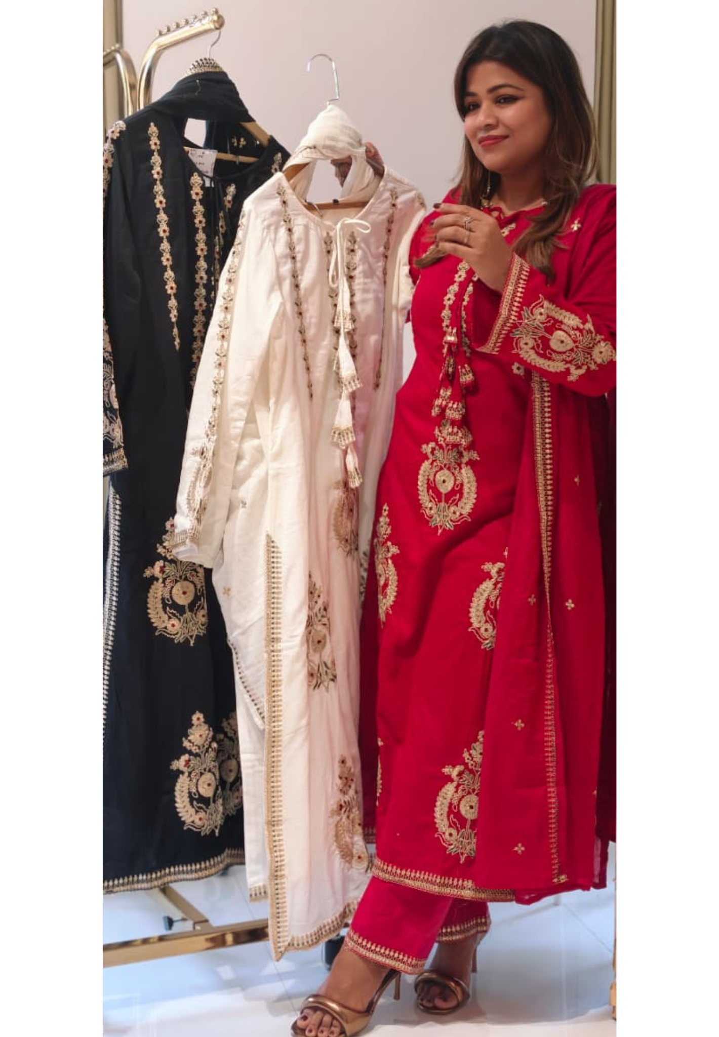 Golden Touch Pure Zardosi Work Embroidery Occasional Wear Mul-Cotton Full Suit Set With Dupatta- 14731 RB389