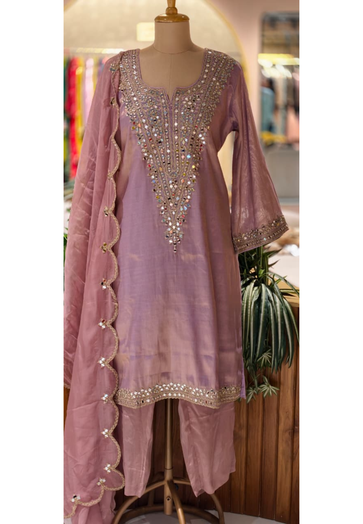 Premium Designer Heavy Mirror Work Straight Kurta Pant  with Dupatta-14883