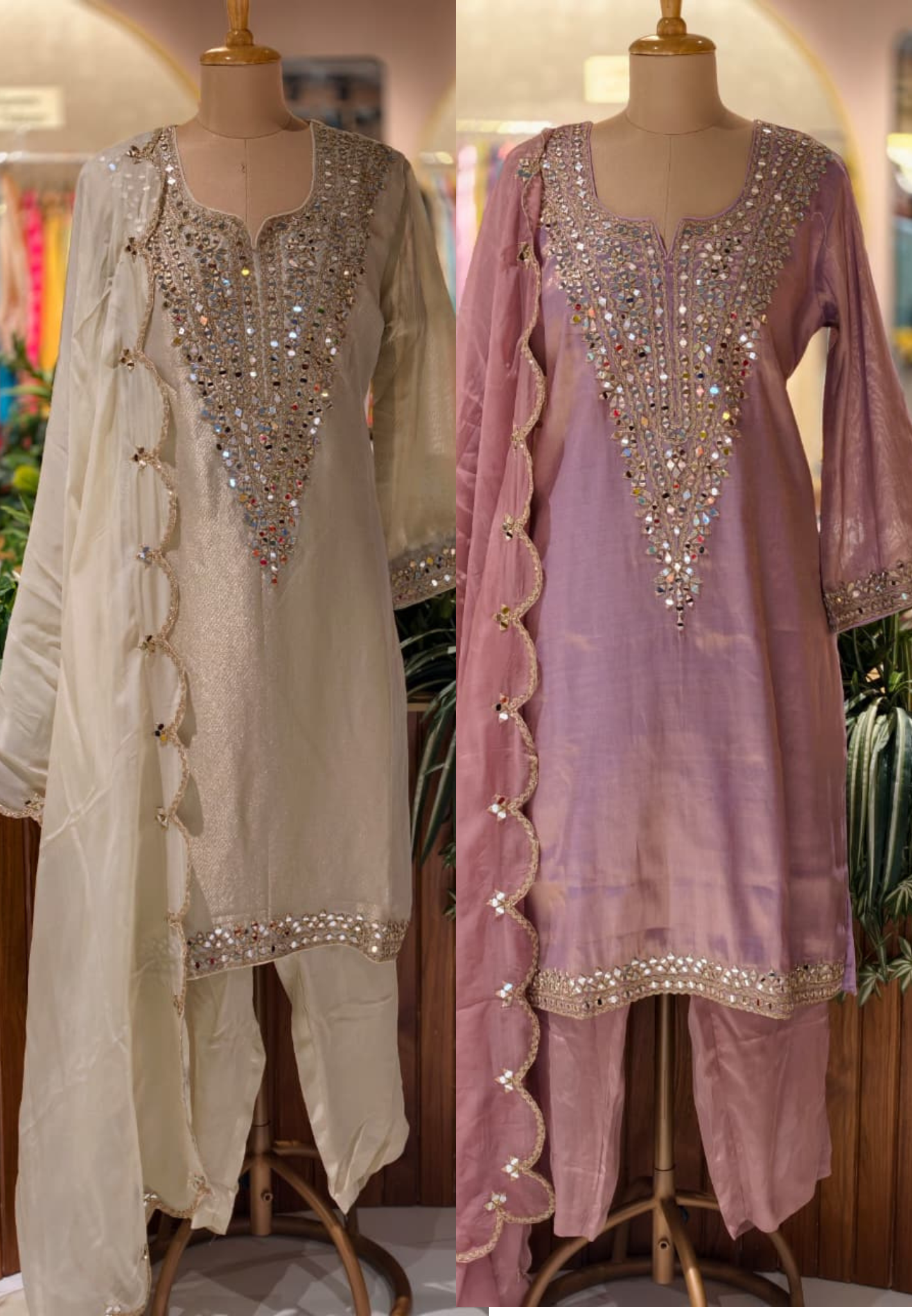 Premium Designer Heavy Mirror Work Straight Kurta Pant  with Dupatta-14883
