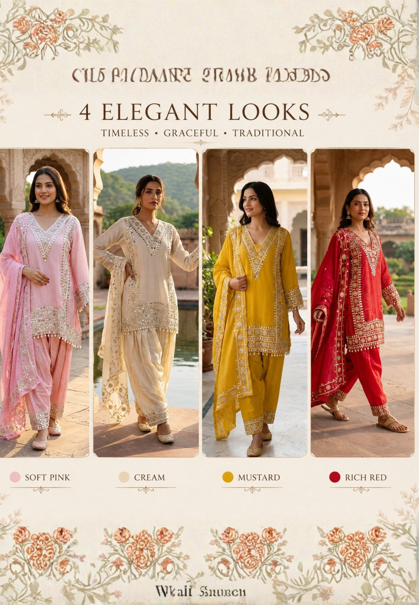Designer Heavy Mirror Work Embroidered Kurta with Farshi Bottom  Dupatta-14879