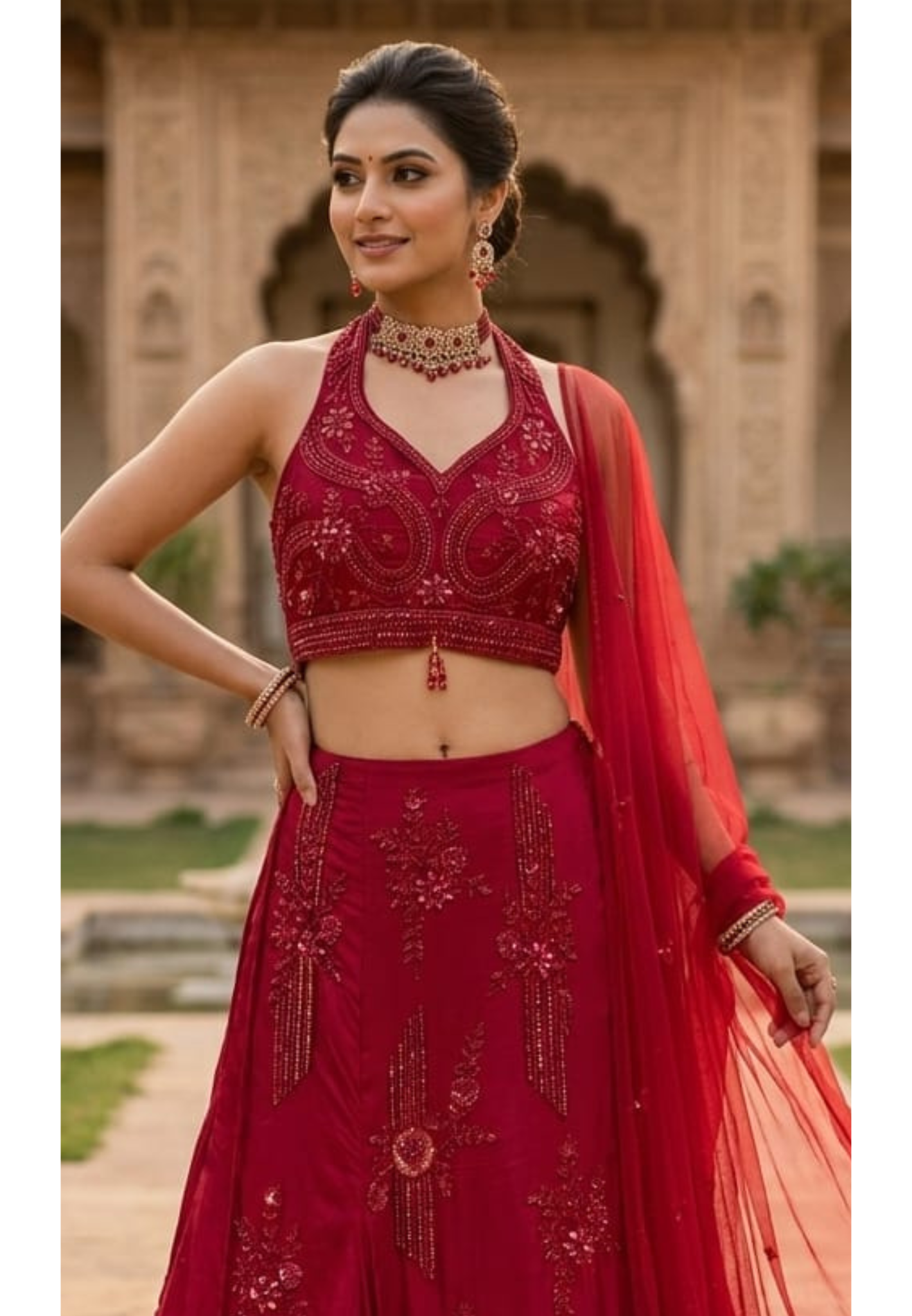 Contemporary Wedding & Festive Wear Royal Crimson Maroon Sequined Lehenga Choli