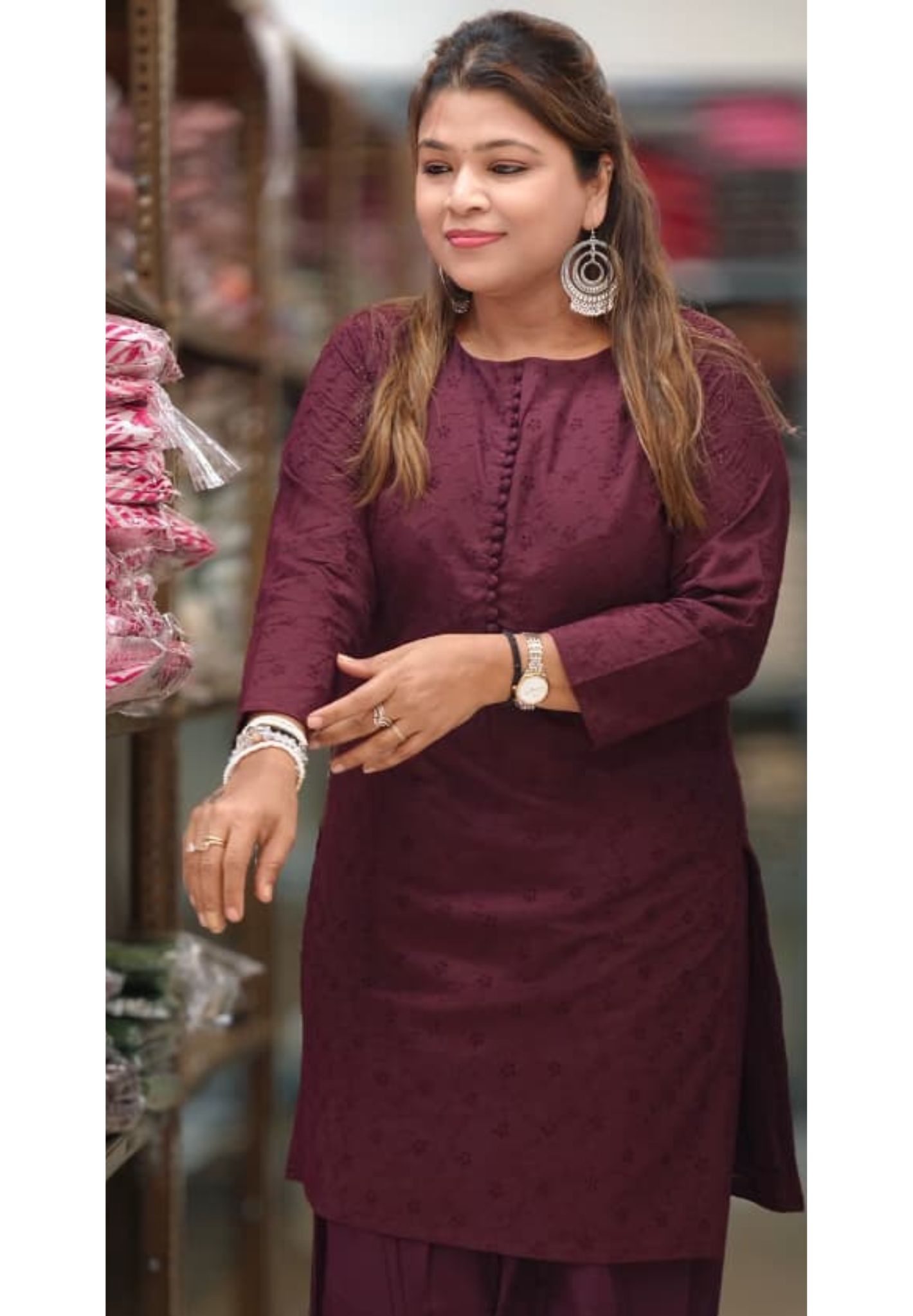 Solid Hacoba Embroidered Button-down Frasi Bottom Cotton Co-Ord Set- 14969