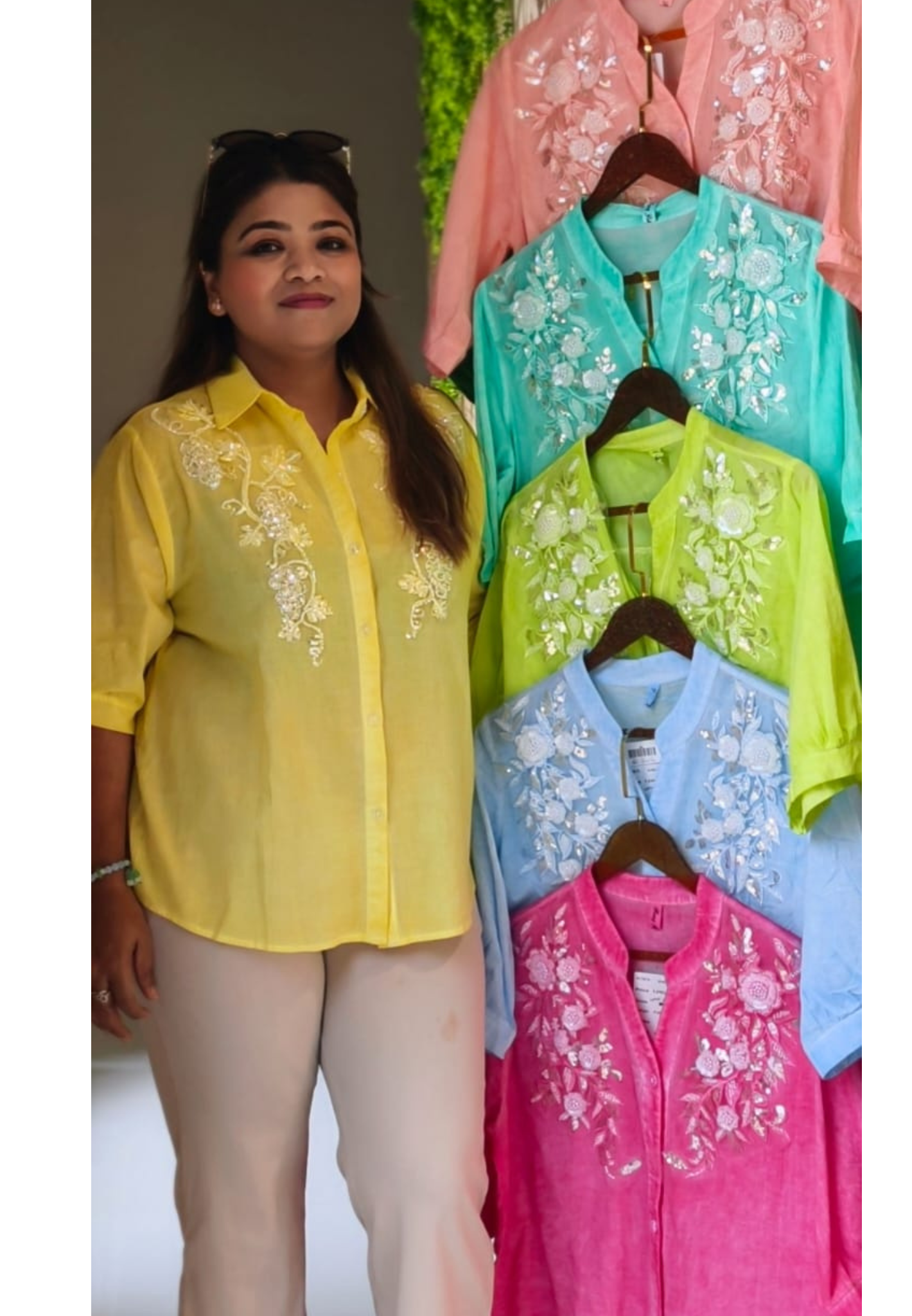 Artisan Pastel Floral Embellished Imported Short Western Top- 15053